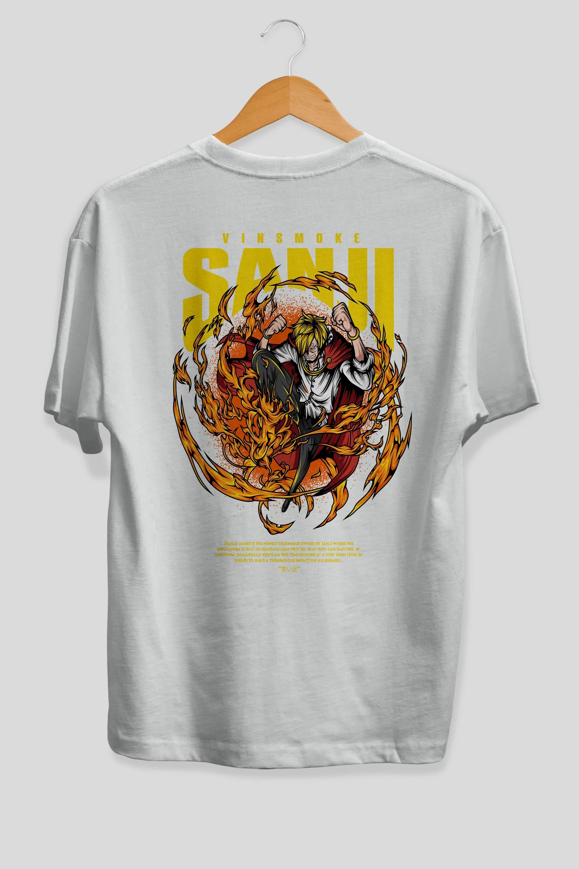 Vinsmoke Sanji Anime Arka Baskılı Oversize t-shirt Erkek Kadın Unisex
