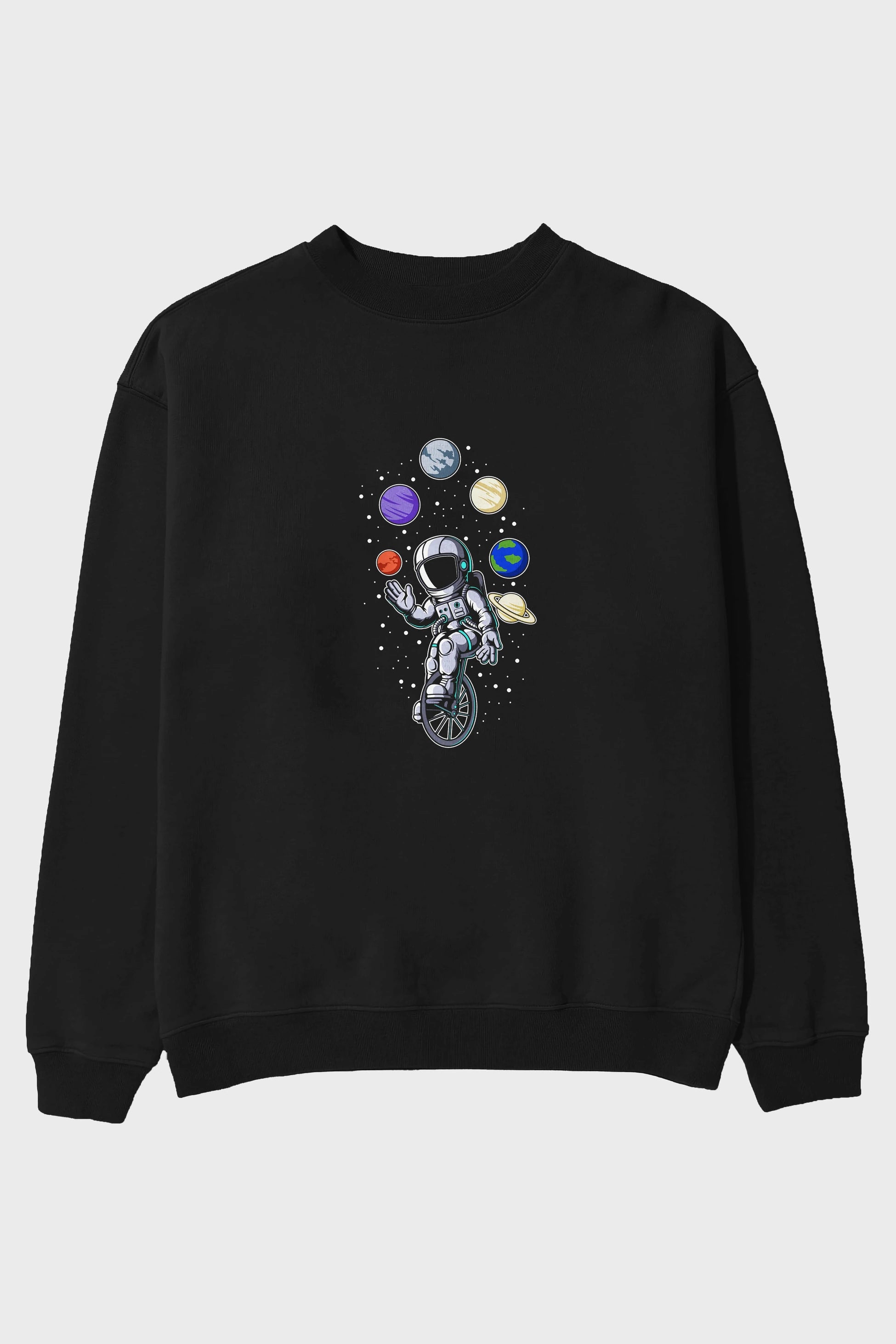 Astronaut Circus Ön Baskılı Oversize Sweatshirt Erkek Kadın Unisex