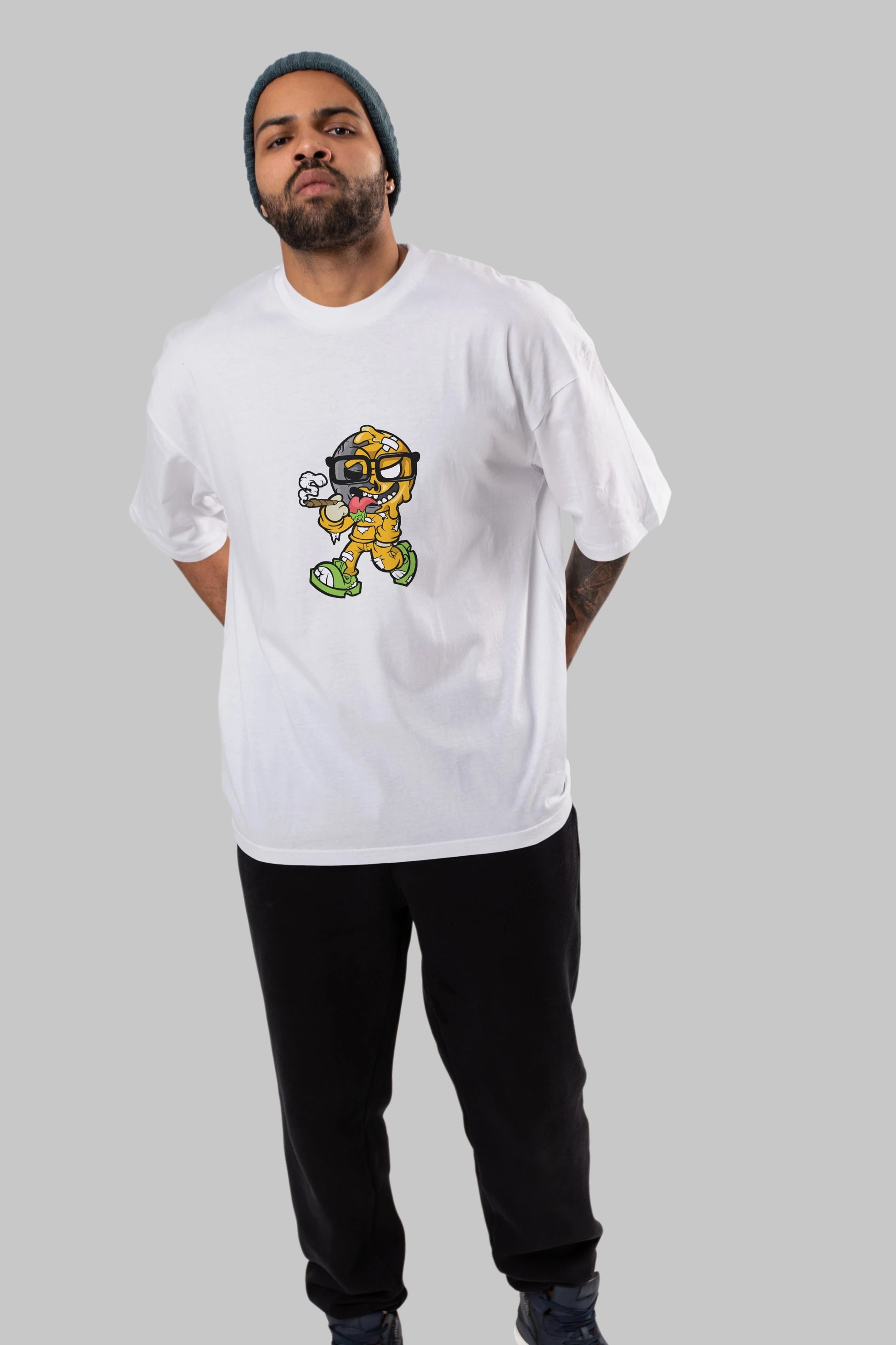 Eyeball Smoker Ön Baskılı Oversize t-shirt Erkek Kadın Unisex %100 Pamuk tişort