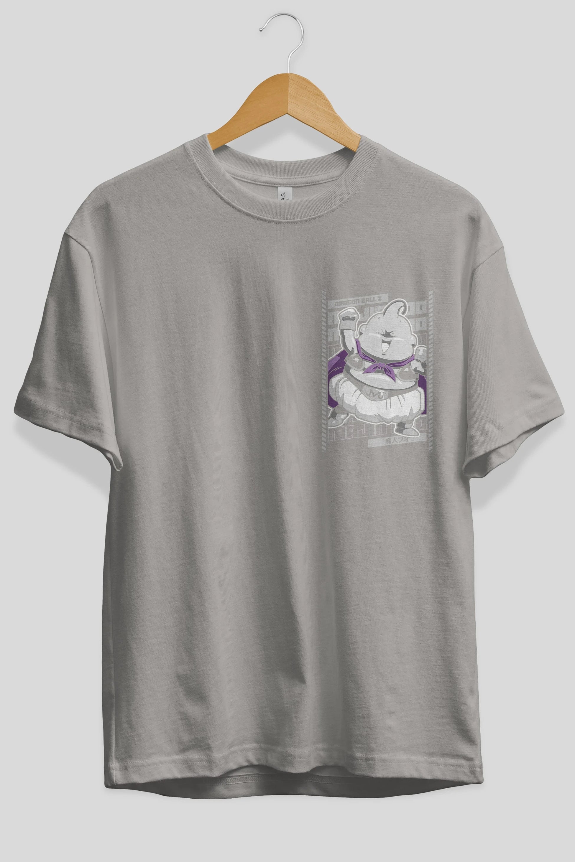 MAJIN BOO2 Ön Sol Baskılı Oversize t-shirt Erkek Kadın Unisex %100 Pamuk Bisiklet Yaka tişort