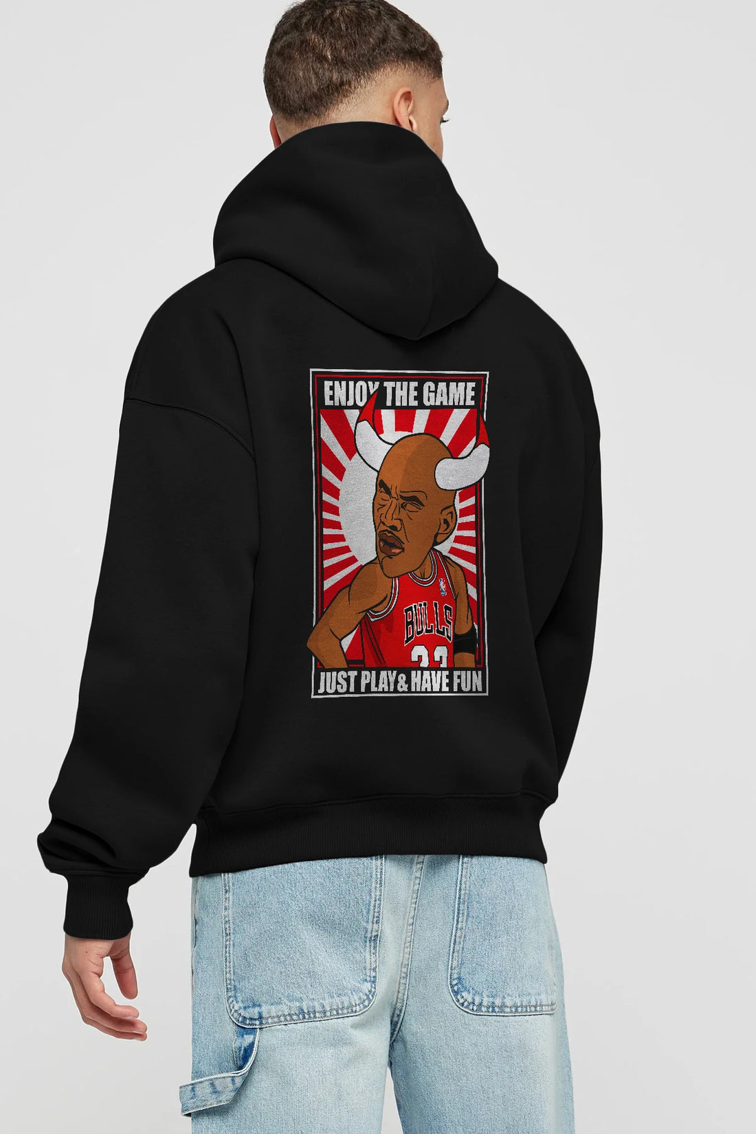 Michael Jordan Arka Baskılı Hoodie Oversize Kapüşonlu Sweatshirt Erkek Kadın Unisex