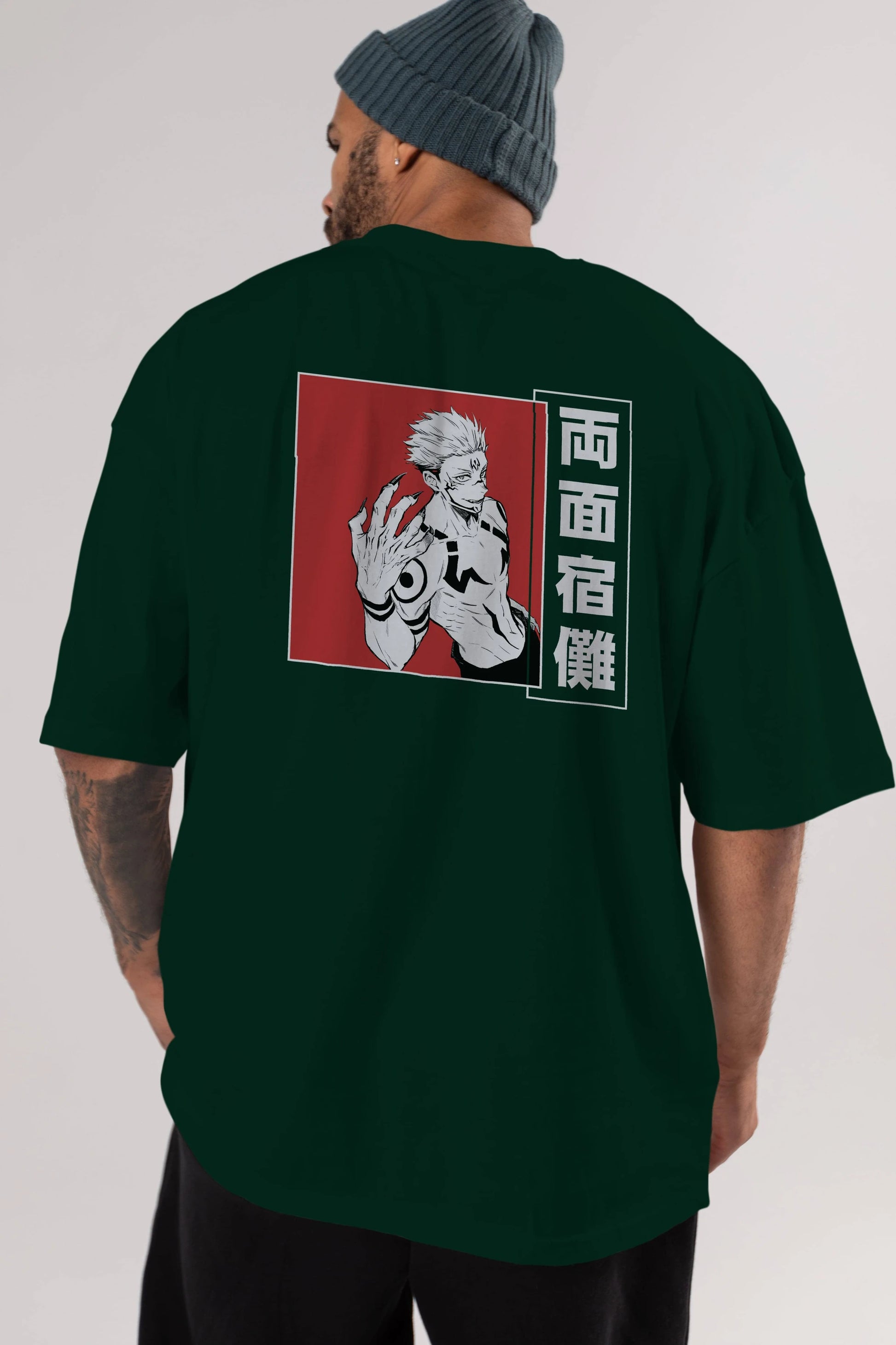 Sukuna Ryoumen 2 Anime Arka Baskılı Oversize t-shirt Erkek Kadın Unisex