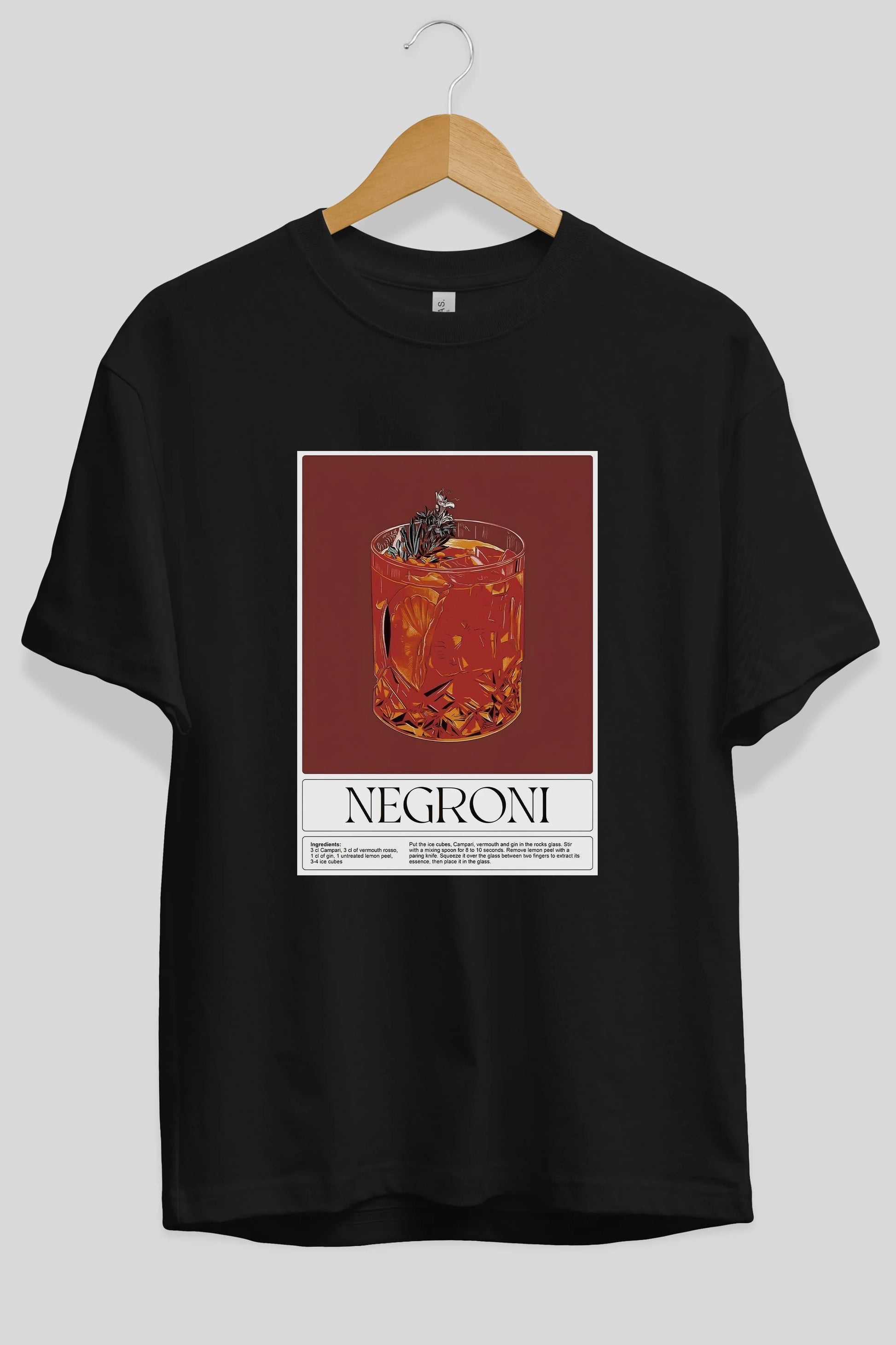 Negroni 2 Ön Baskılı Oversize t-shirt Erkek Kadın Unisex %100 Pamuk Bisiklet Yaka tişort