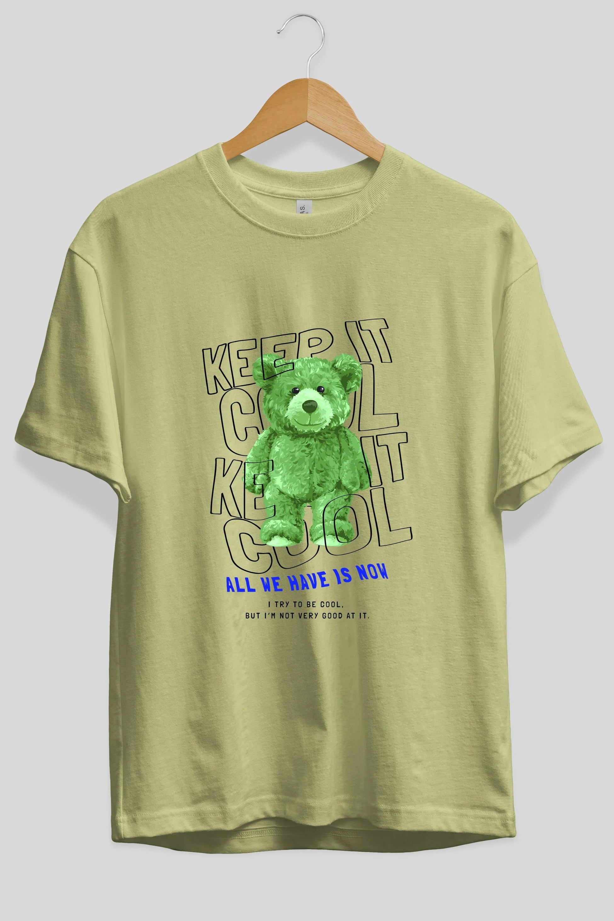 Keep it Cool Bear Ön Baskılı Oversize t-shirt Erkek Kadın Unisex