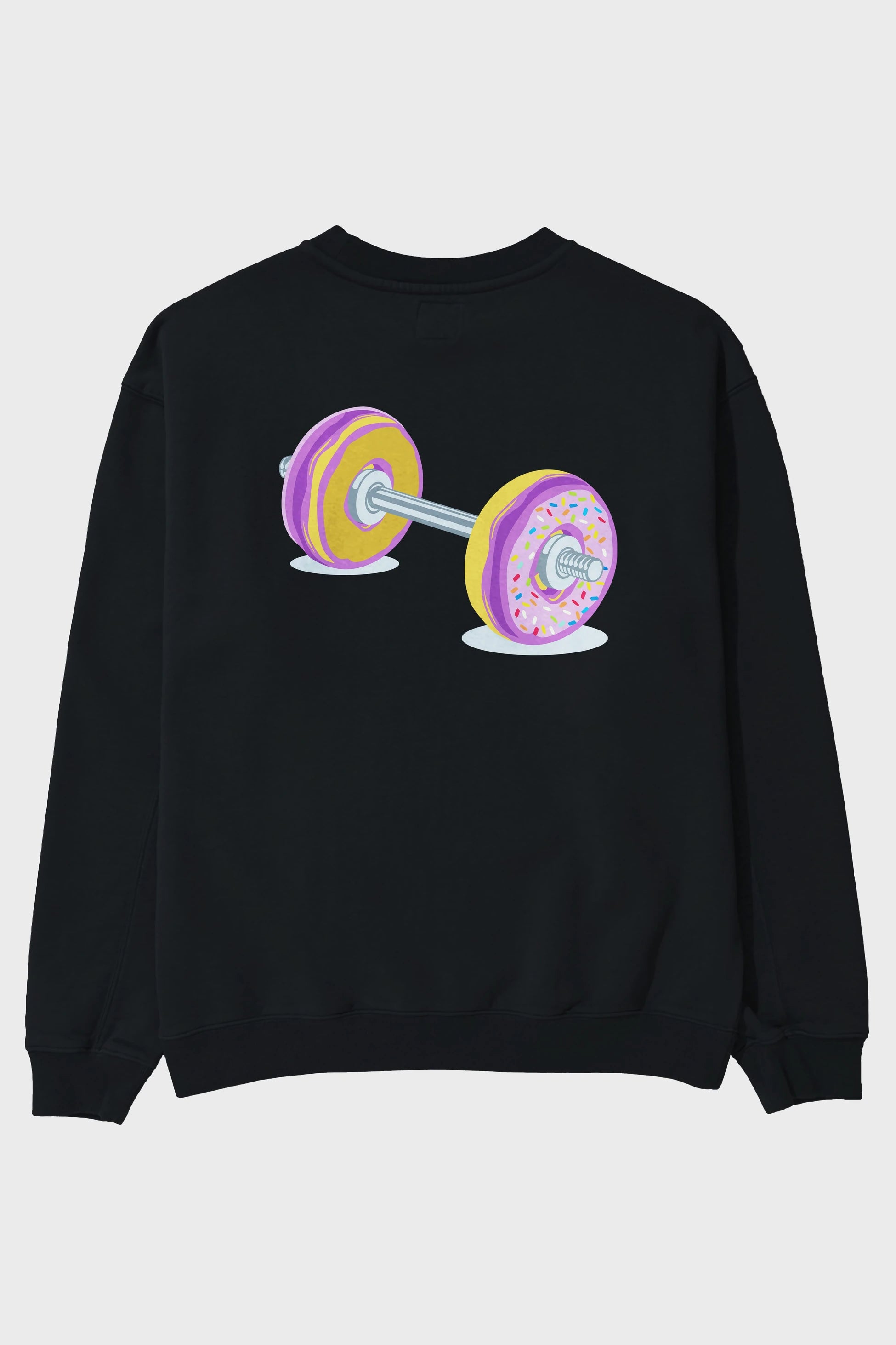 Donut Barbell Arka Baskılı Oversize Sweatshirt Erkek Kadın Unisex