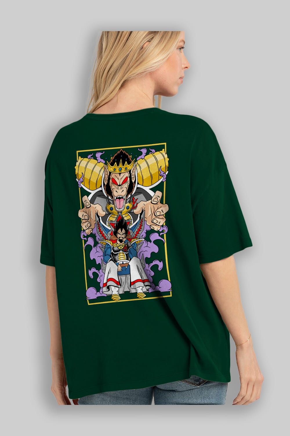 DragonBall ReyVegeta Anime Arka Baskılı Oversize t-shirt Erkek Kadın Unisex