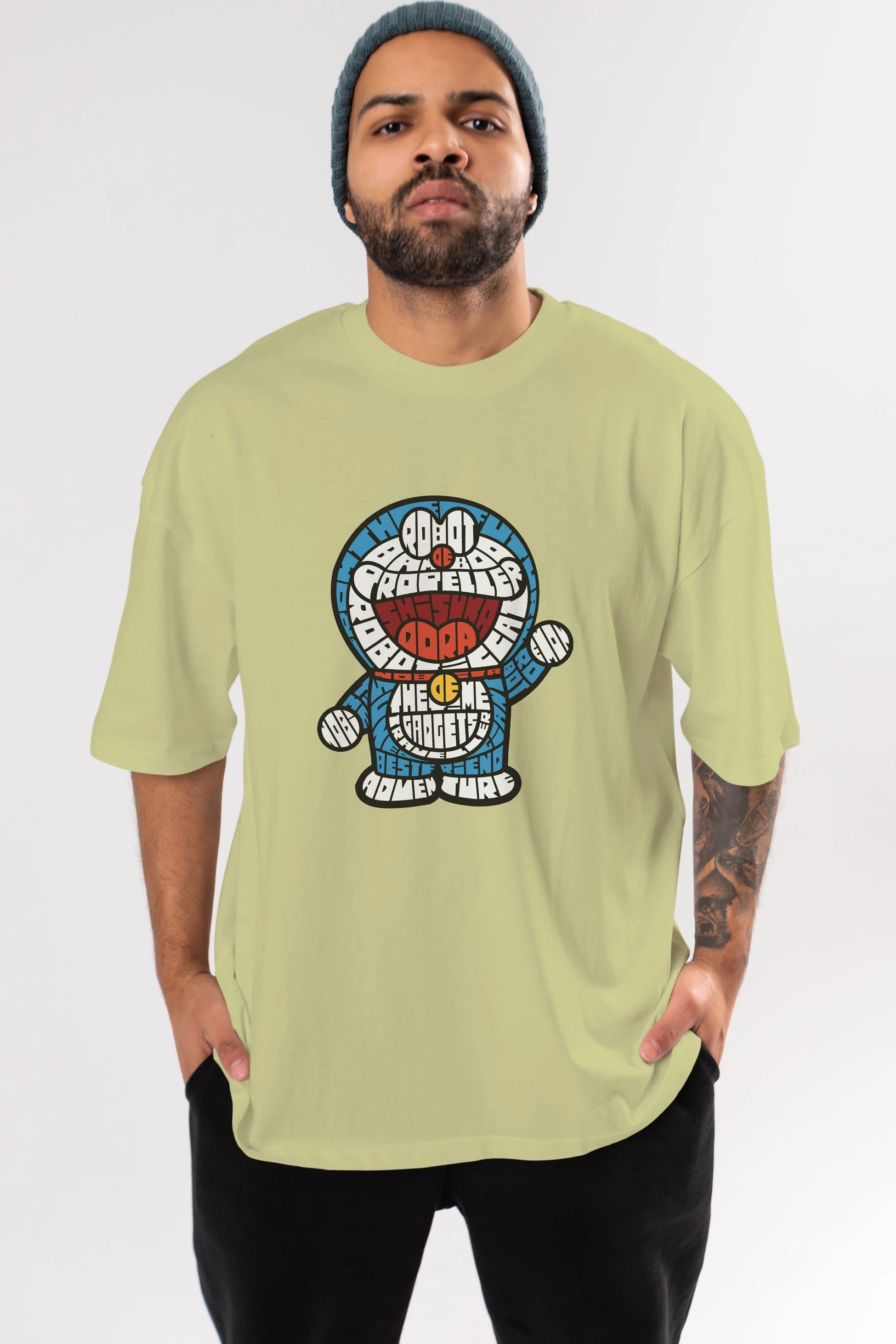 Robotic cat Ön Baskılı Oversize t-shirt %100 pamuk Erkek Kadın Unisex