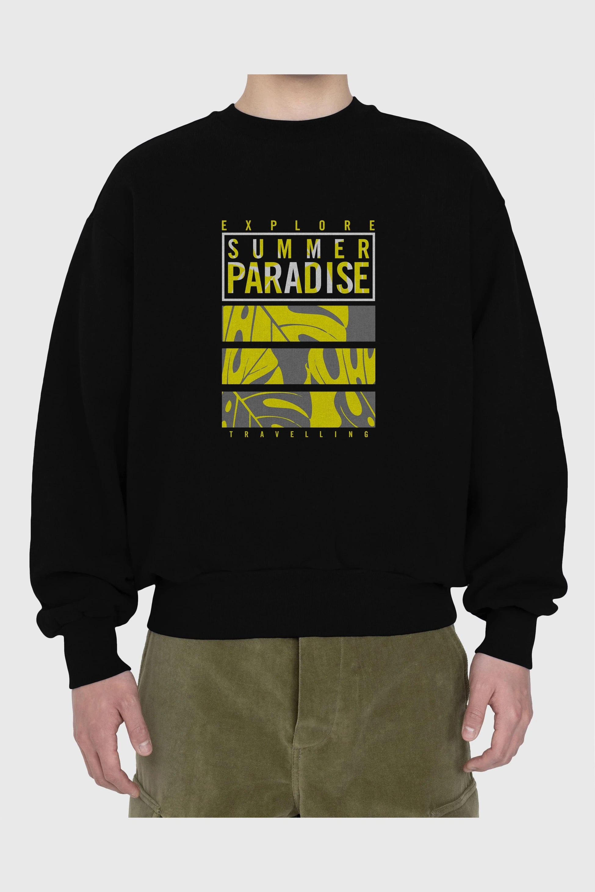 Summer Paradise Ön Baskılı Oversize Sweatshirt Erkek Kadın Unisex