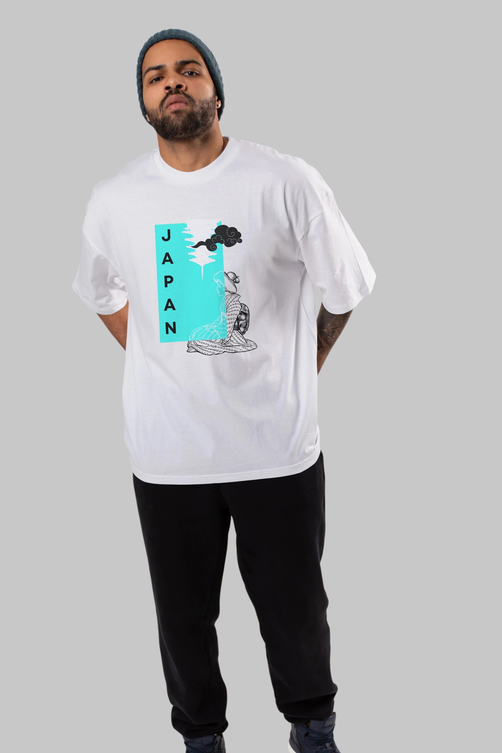 Japan Yazılı Streetwear Ön Baskılı Oversize t-shirt Erkek Kadın Unisex