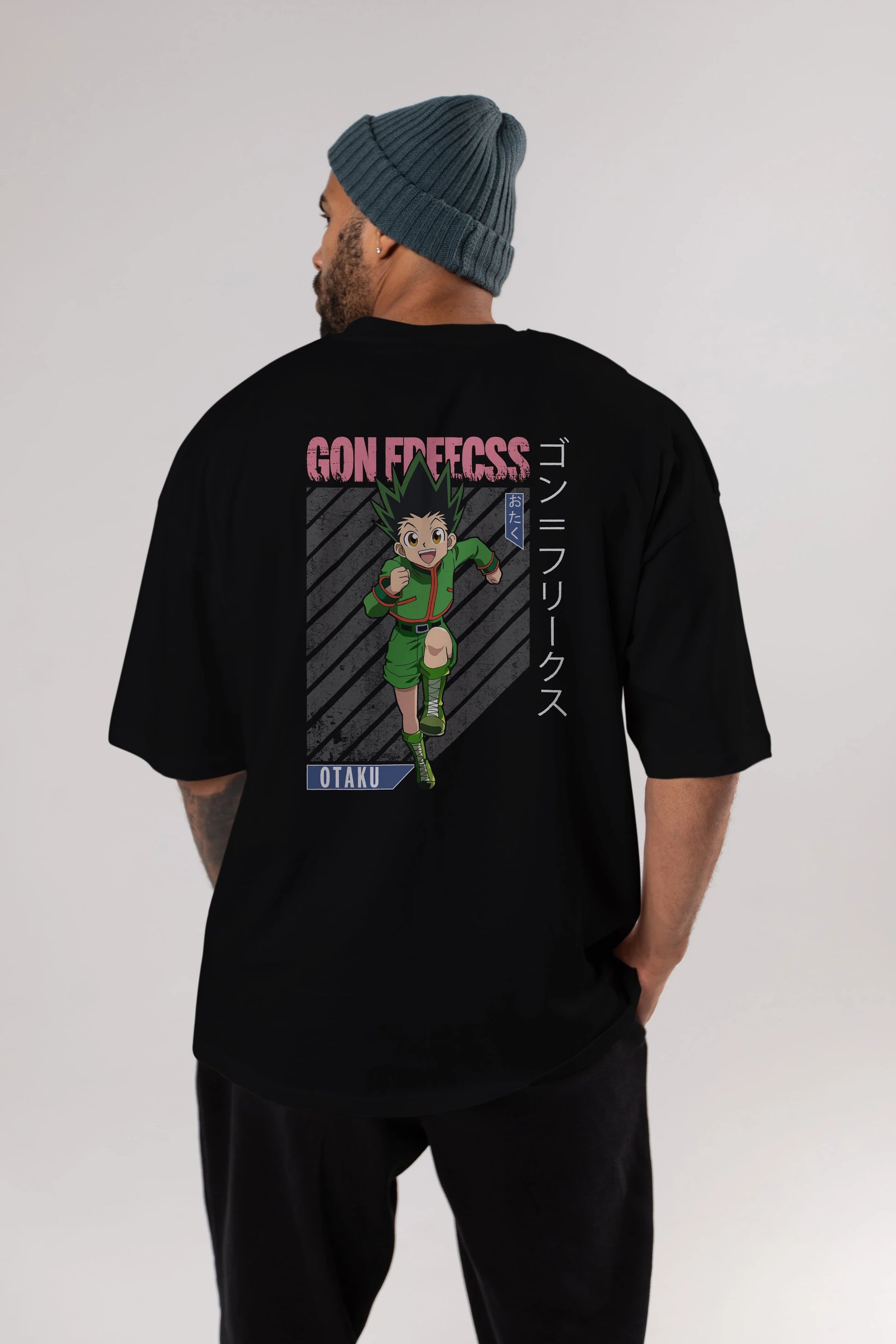 Gon Freecss HUNTER X HUNTER Anime Arka Baskılı Oversize t-shirt Erkek Kadın Unisex