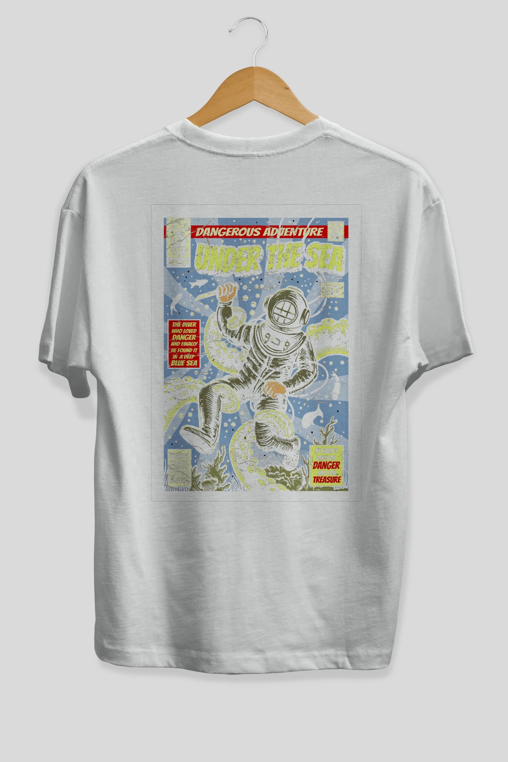 Under The Sea Arka Baskılı Oversize t-shirt Erkek Kadın Unisex %100 Pamuk
