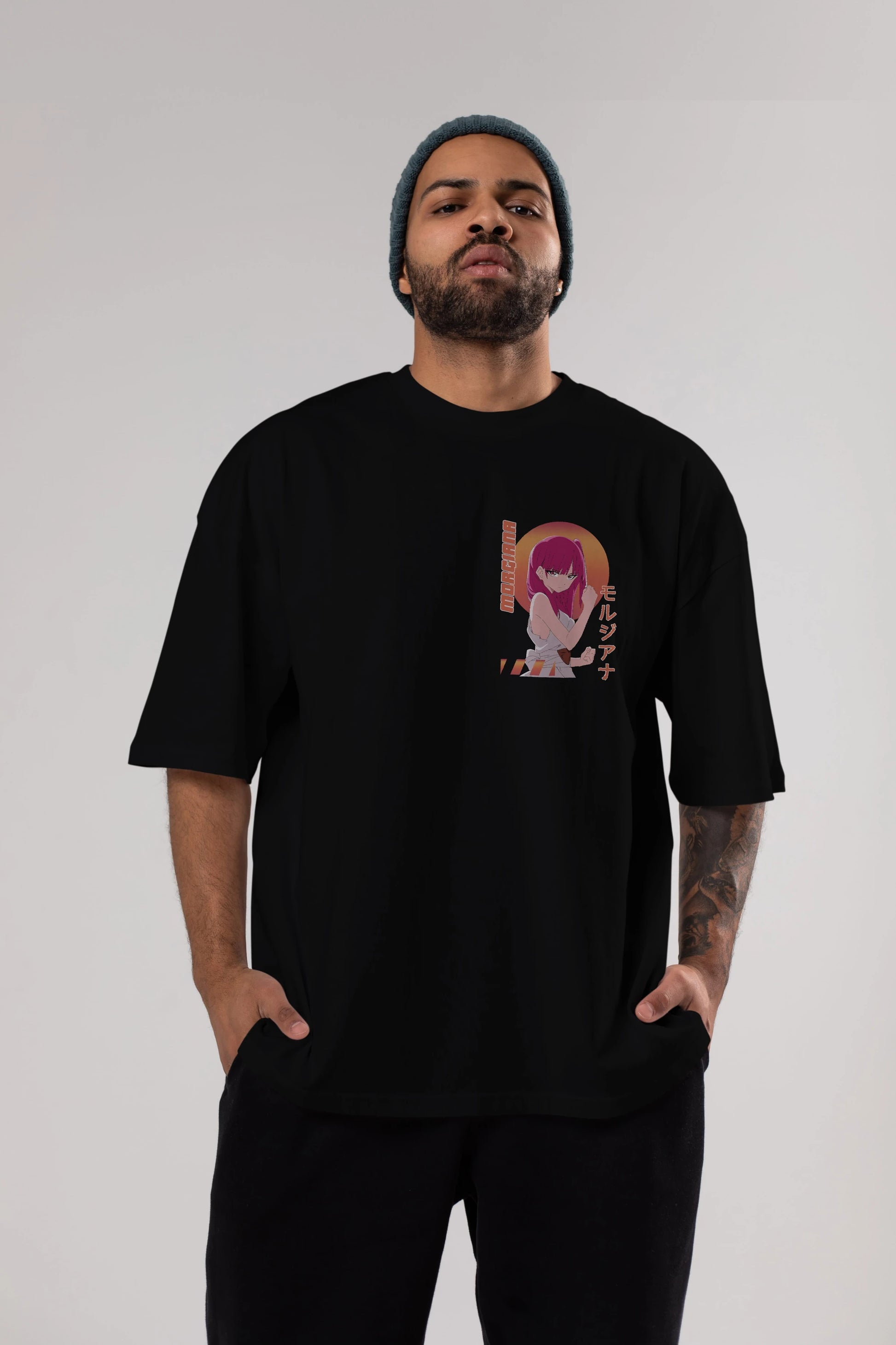 Morgiana 5 Ön Sol Baskılı Oversize t-shirt Erkek Kadın Unisex %100 Pamuk Bisiklet Yaka tişort