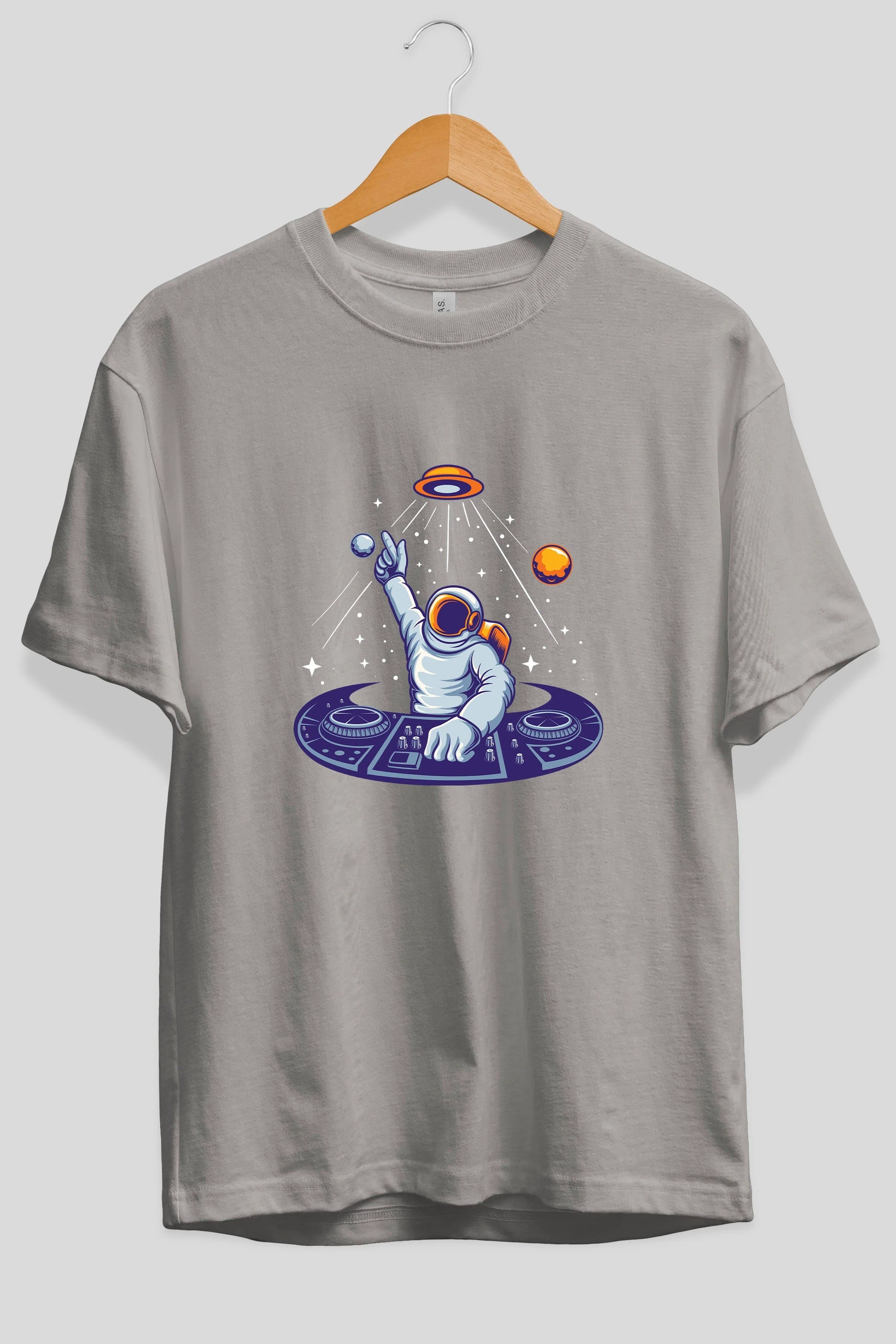 Astronaut Disk Jockey Party Ön Baskılı Oversize t-shirt Erkek Kadın Unisex