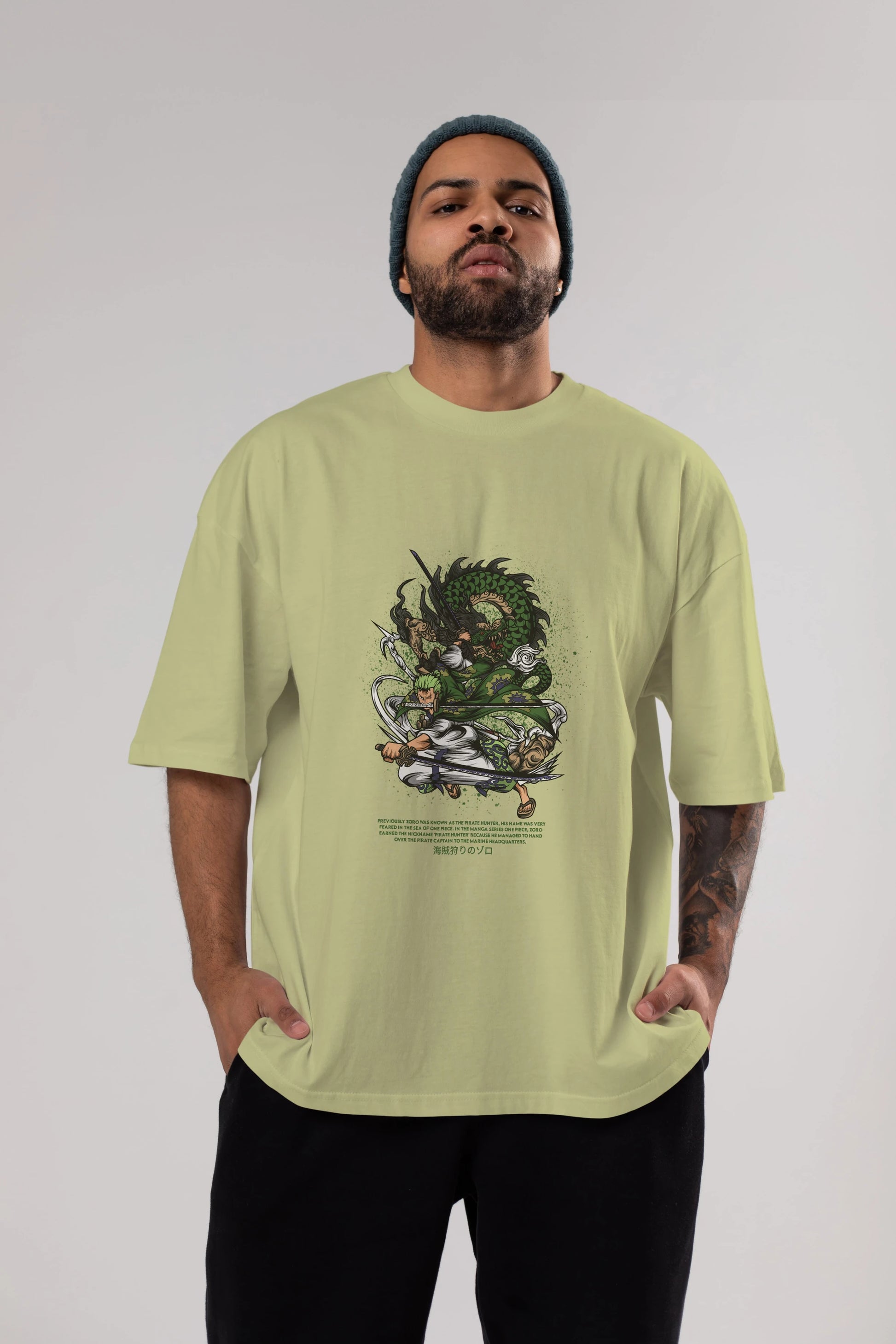 Zoro Anime Ön Baskılı Oversize t-shirt %100 pamuk Erkek Kadın Unisex