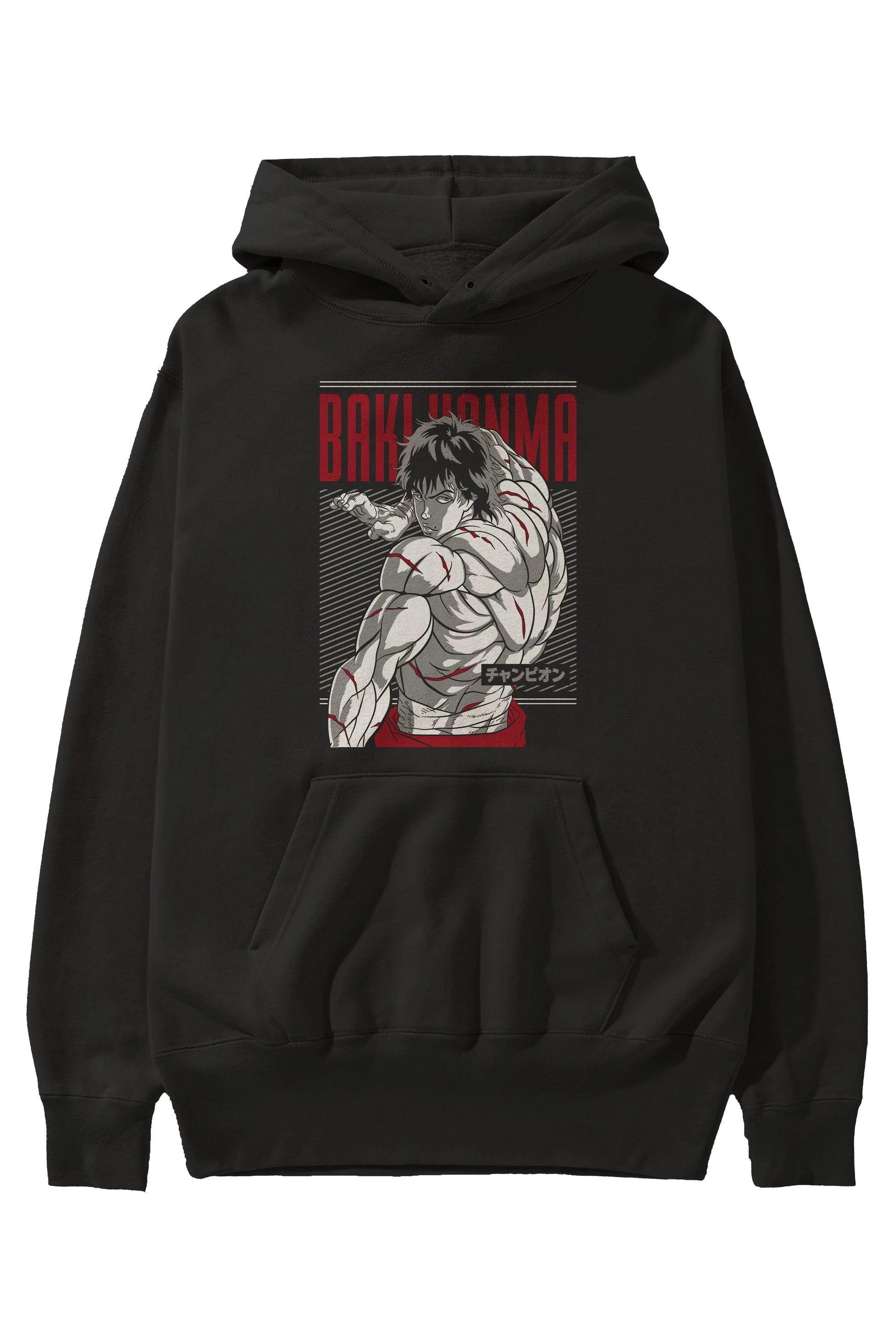 BAKI HANMA Anime Ön Baskılı Hoodie Oversize Kapüşonlu Sweatshirt Erkek Kadın Unisex