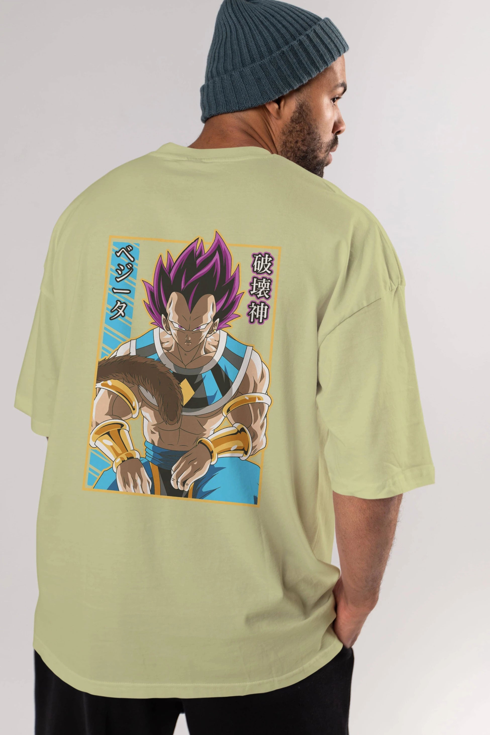 DragonBall VegetaHakaishin Anime Arka Baskılı Oversize t-shirt Erkek Kadın Unisex
