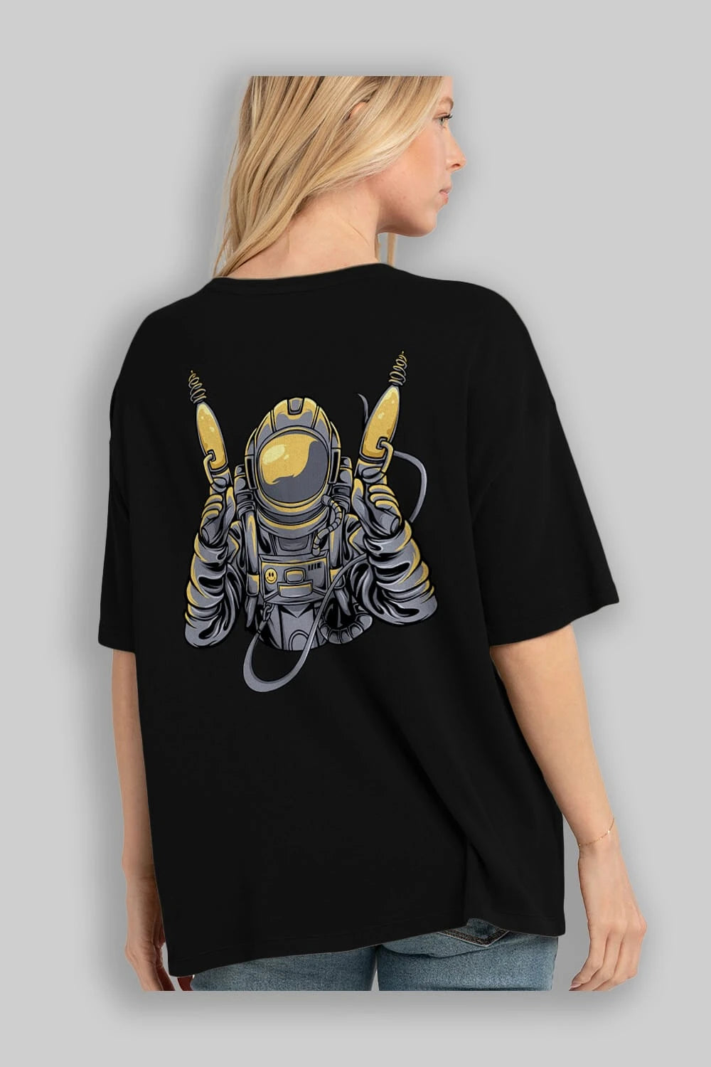 Alien Hunter Arka Baskılı Oversize t-shirt Erkek Kadın Unisex