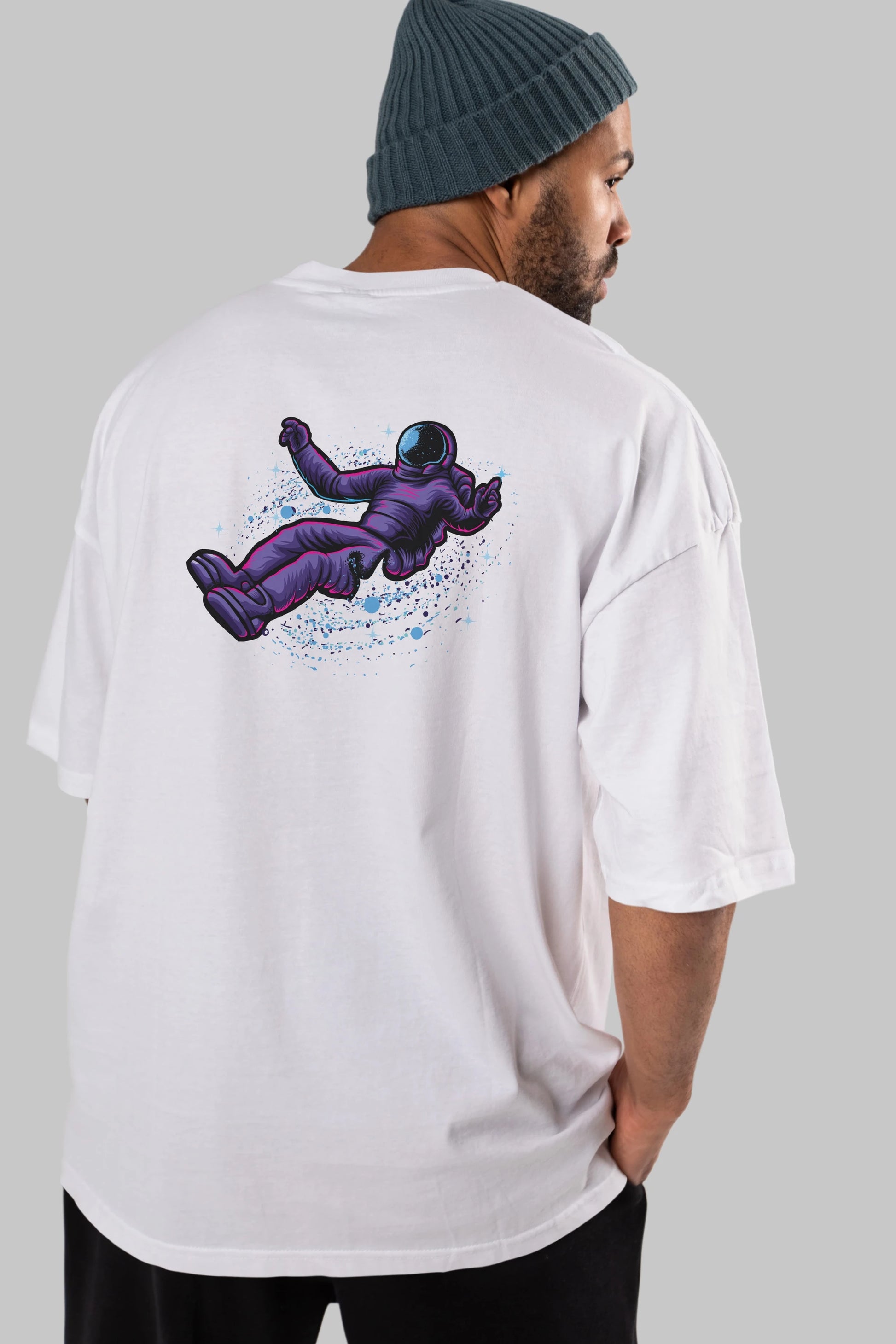 Having fun in outer space Arka Baskılı Oversize t-shirt Erkek Kadın Unisex