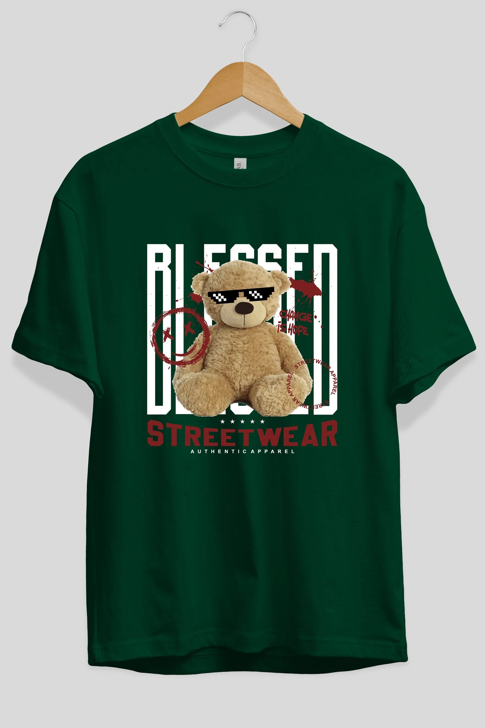 Blessed Bear Ön Baskılı Oversize t-shirt Erkek Kadın Unisex