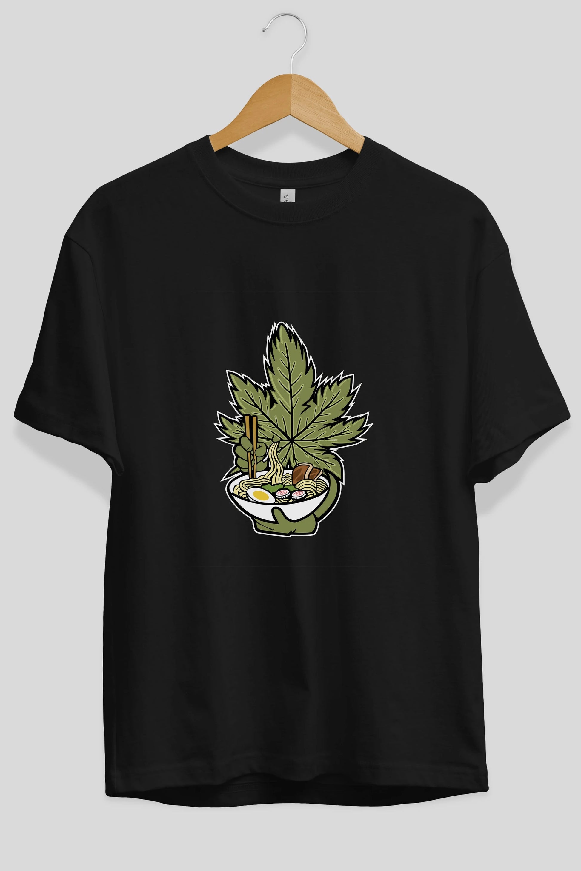 Weed Ramen Ön Baskılı Oversize t-shirt Erkek Kadın Unisex %100 Pamuk tişort