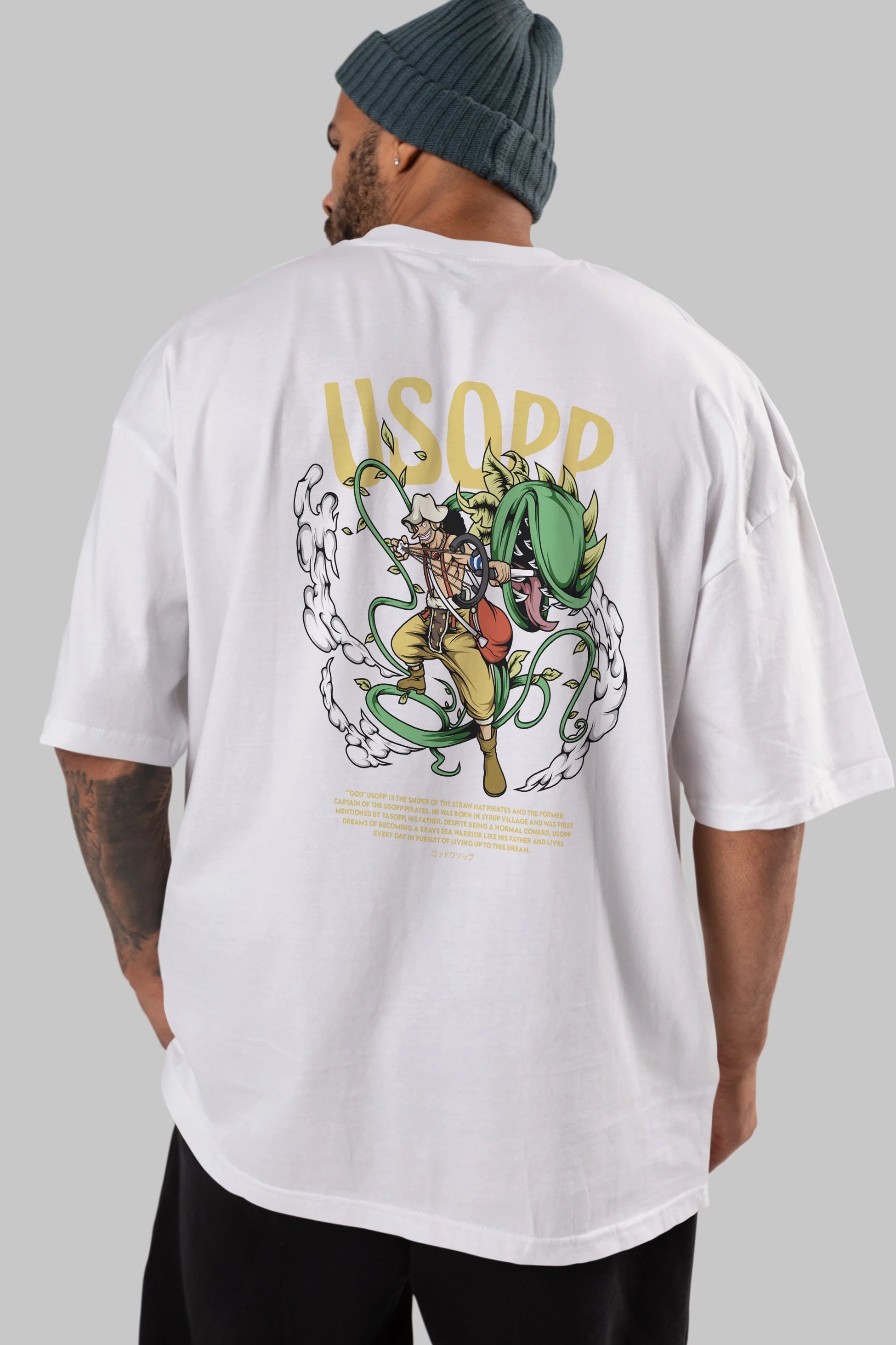 Usopp Anime Arka Baskılı Oversize t-shirt Erkek Kadın Unisex