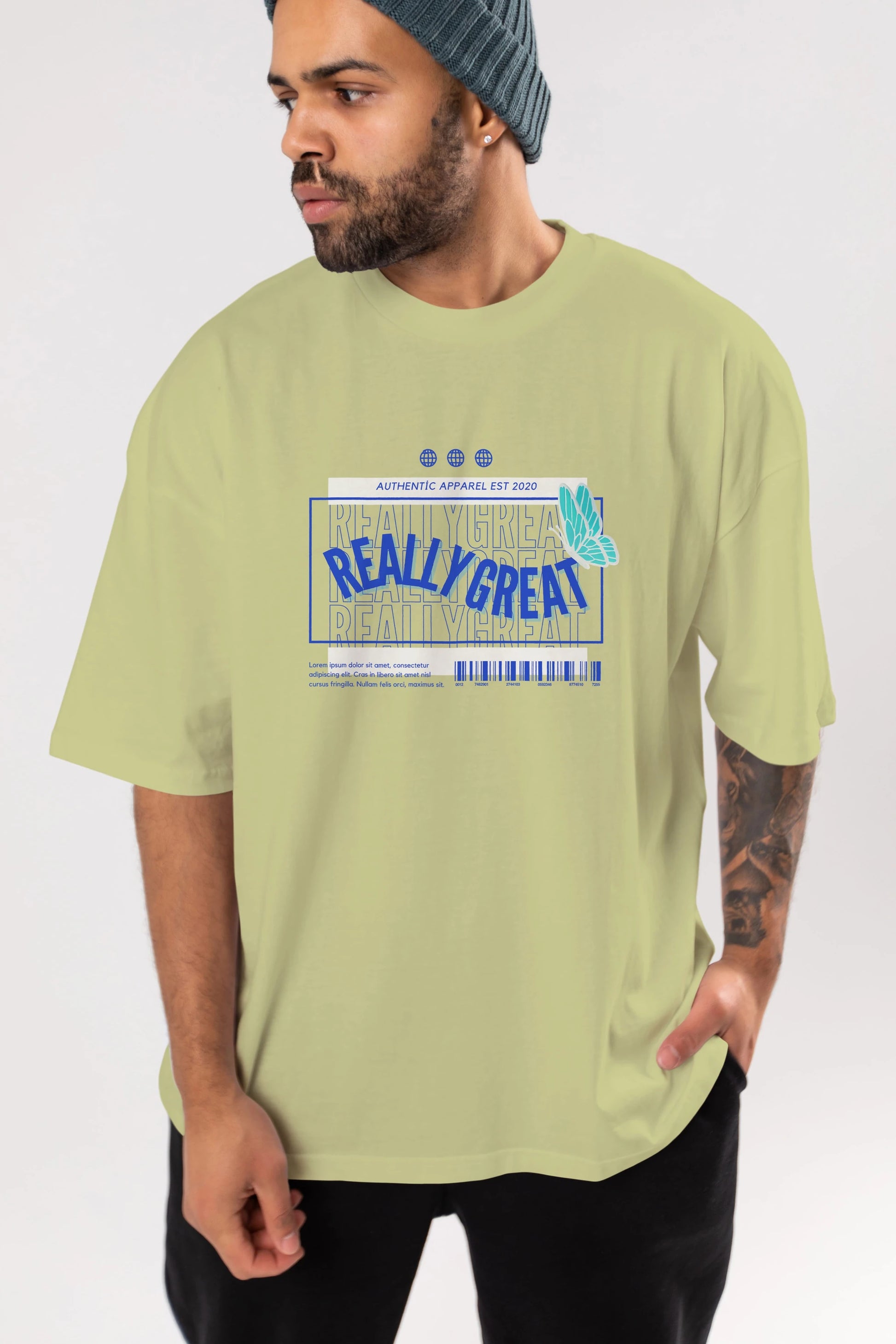 Really Great Yazılı Ön Baskılı Oversize t-shirt Erkek Kadın Unisex