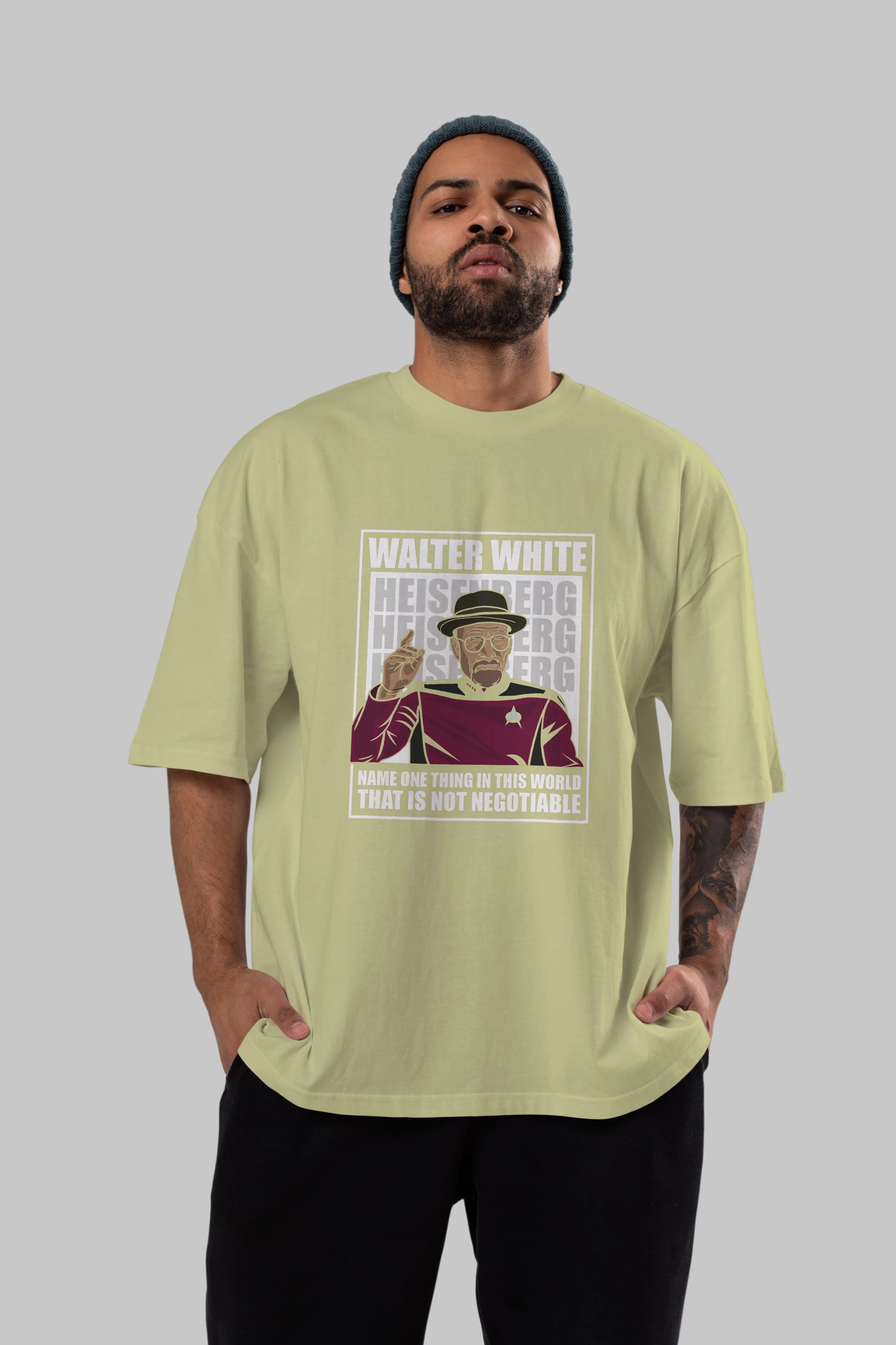 Captain Pixard Heisenberg Ön Baskılı Oversize t-shirt Erkek Kadın Unisex %100 Pamuk tişort