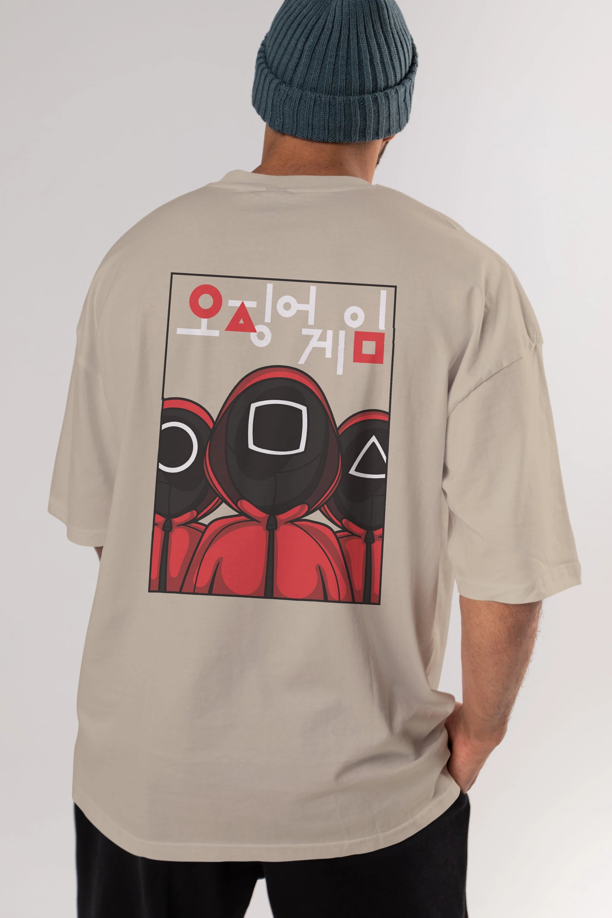 Squid Game (7) Arka Baskılı Oversize t-shirt Erkek Kadın Unisex %100 Pamuk Bisiklet Yaka tişort