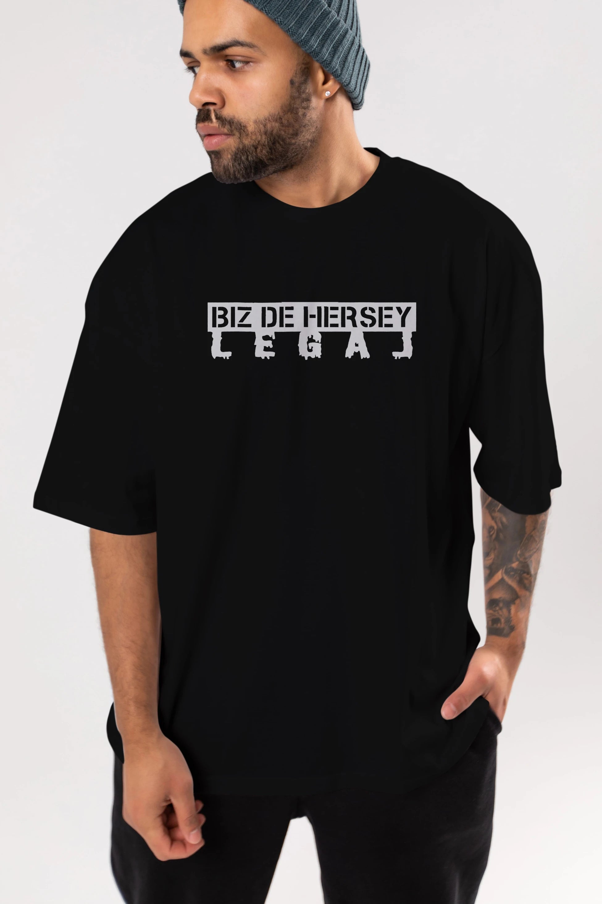 Biz De Herşey Legal Ön Baskılı Oversize t-shirt %100 pamuk Erkek Kadın Unisex