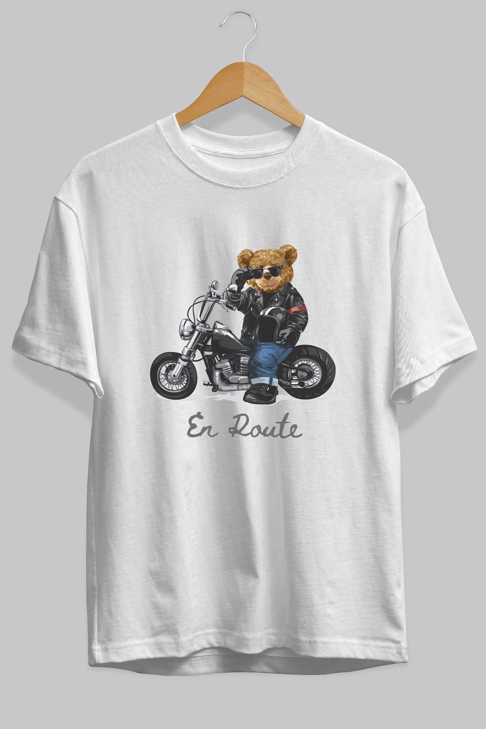 Teddy Bear En Route Ön Baskılı Oversize t-shirt Erkek Kadın Unisex %100 Pamuk
