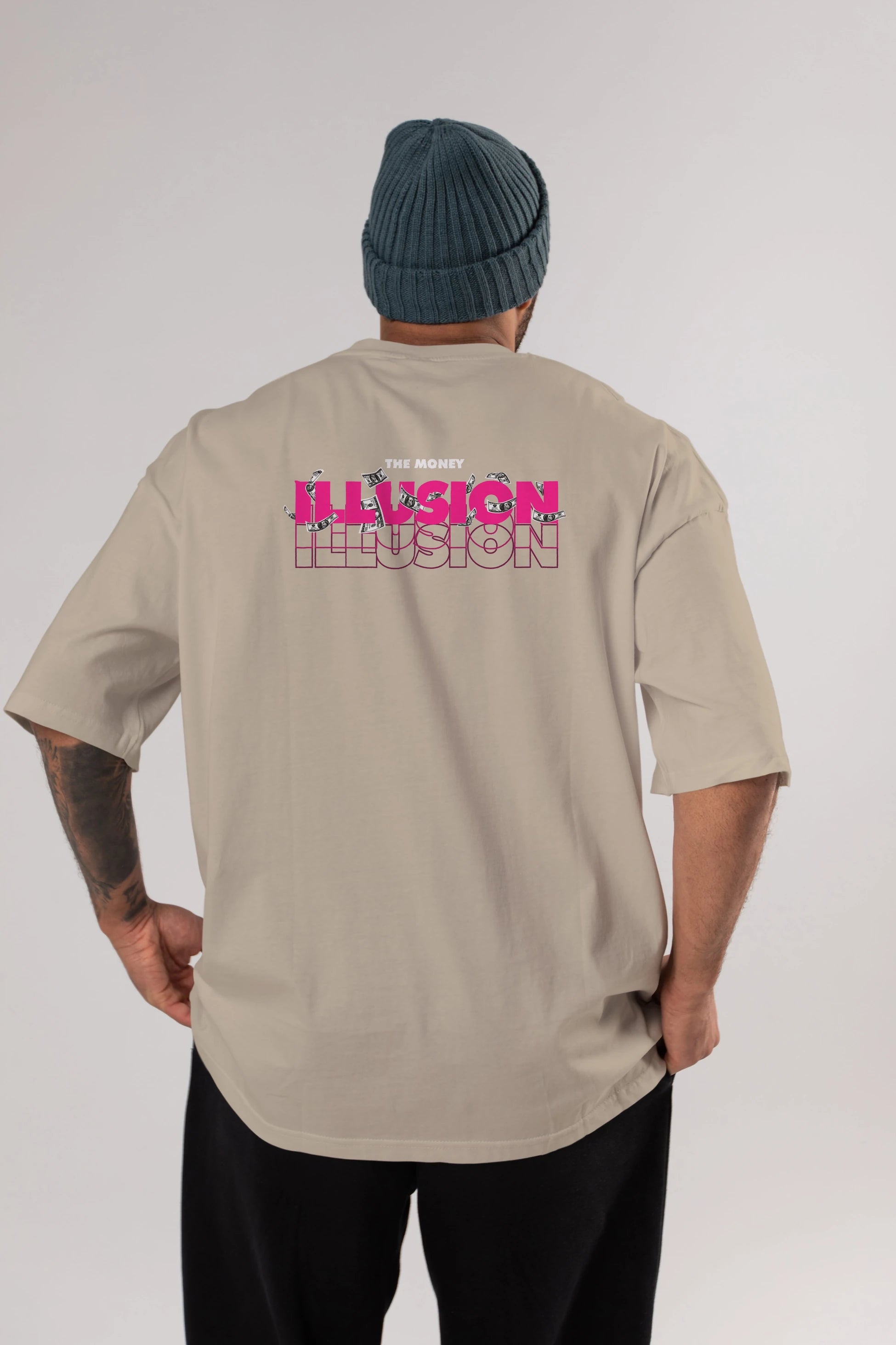 The Money Illusion Arka Baskılı Oversize t-shirt Erkek Kadın Unisex