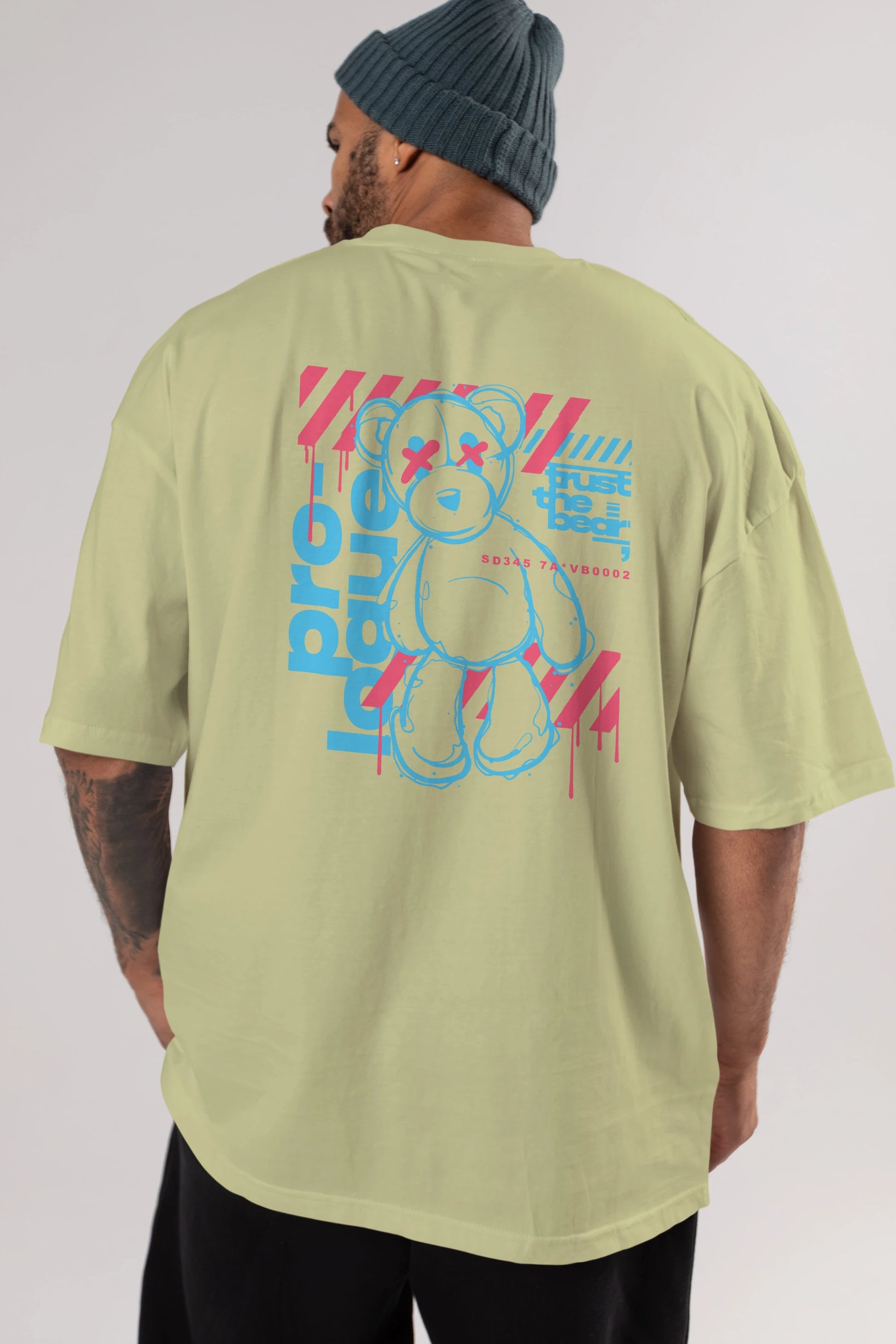 Trust The Bear Arka Baskılı Oversize t-shirt Erkek Kadın Unisex