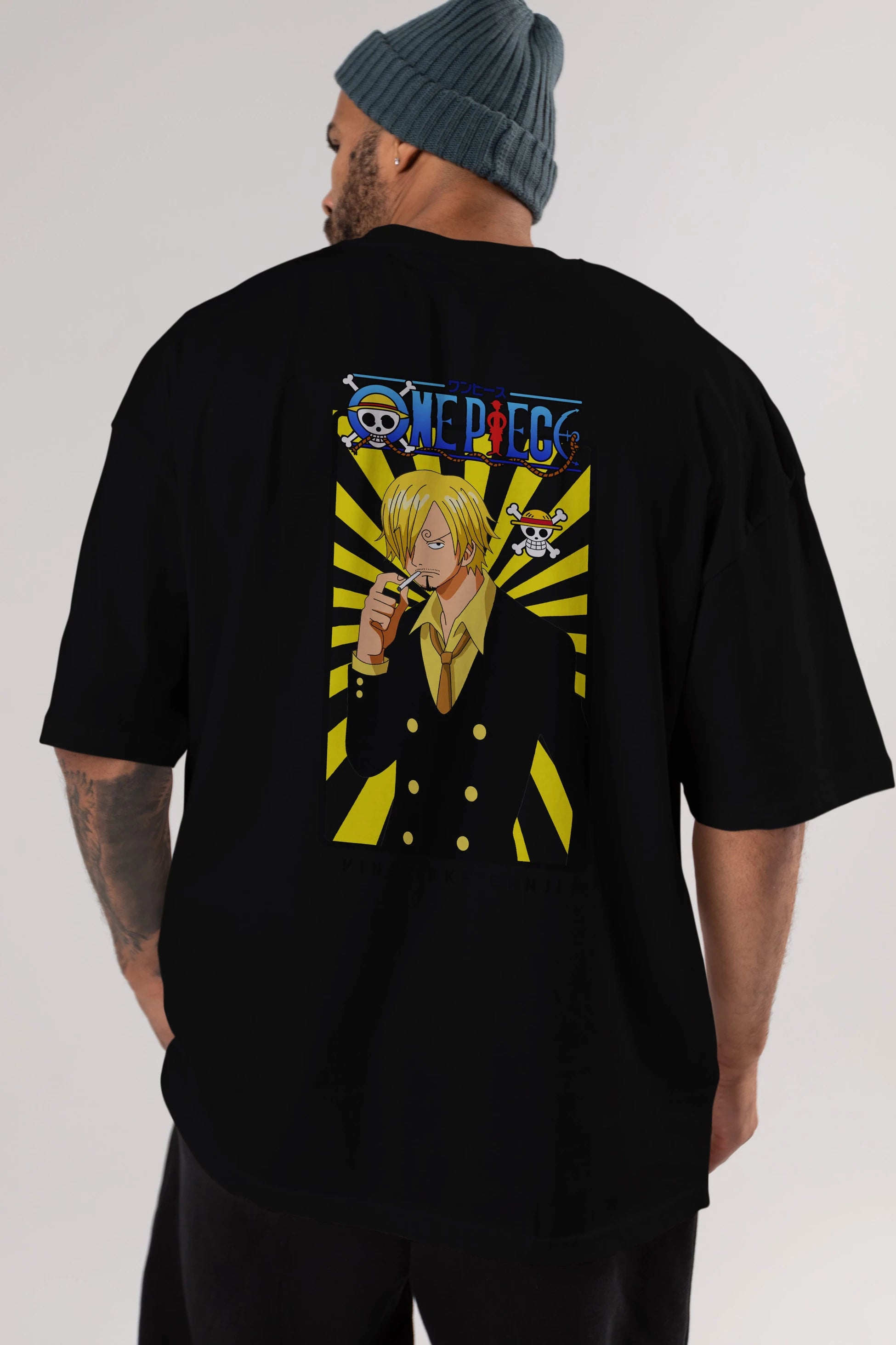 Sanji 4 Anime Arka Baskılı Oversize t-shirt Erkek Kadın Unisex %100 pamuk tişort