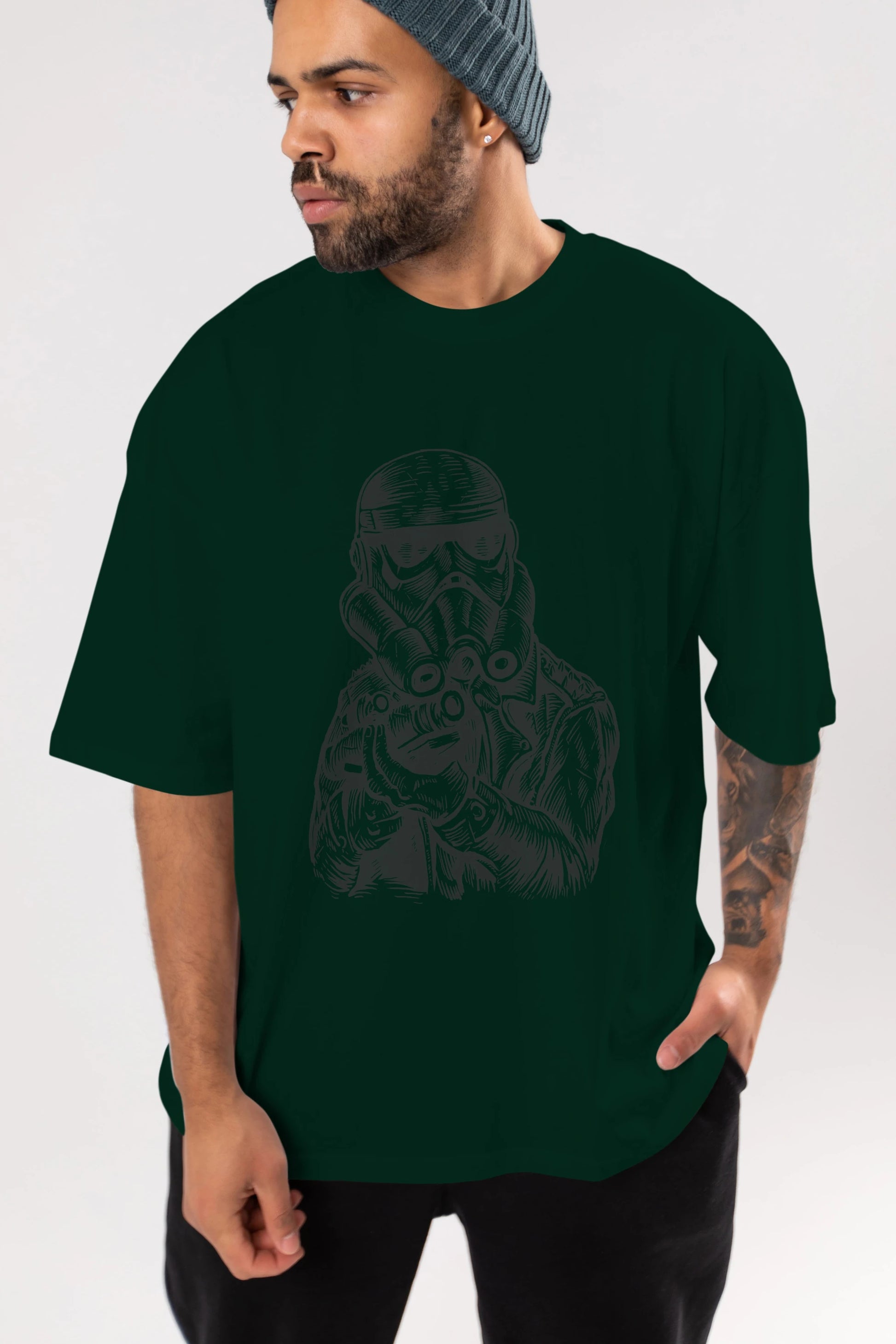 Punktrooper Ön Baskılı Oversize t-shirt Erkek Kadın Unisex %100 Pamuk tişort