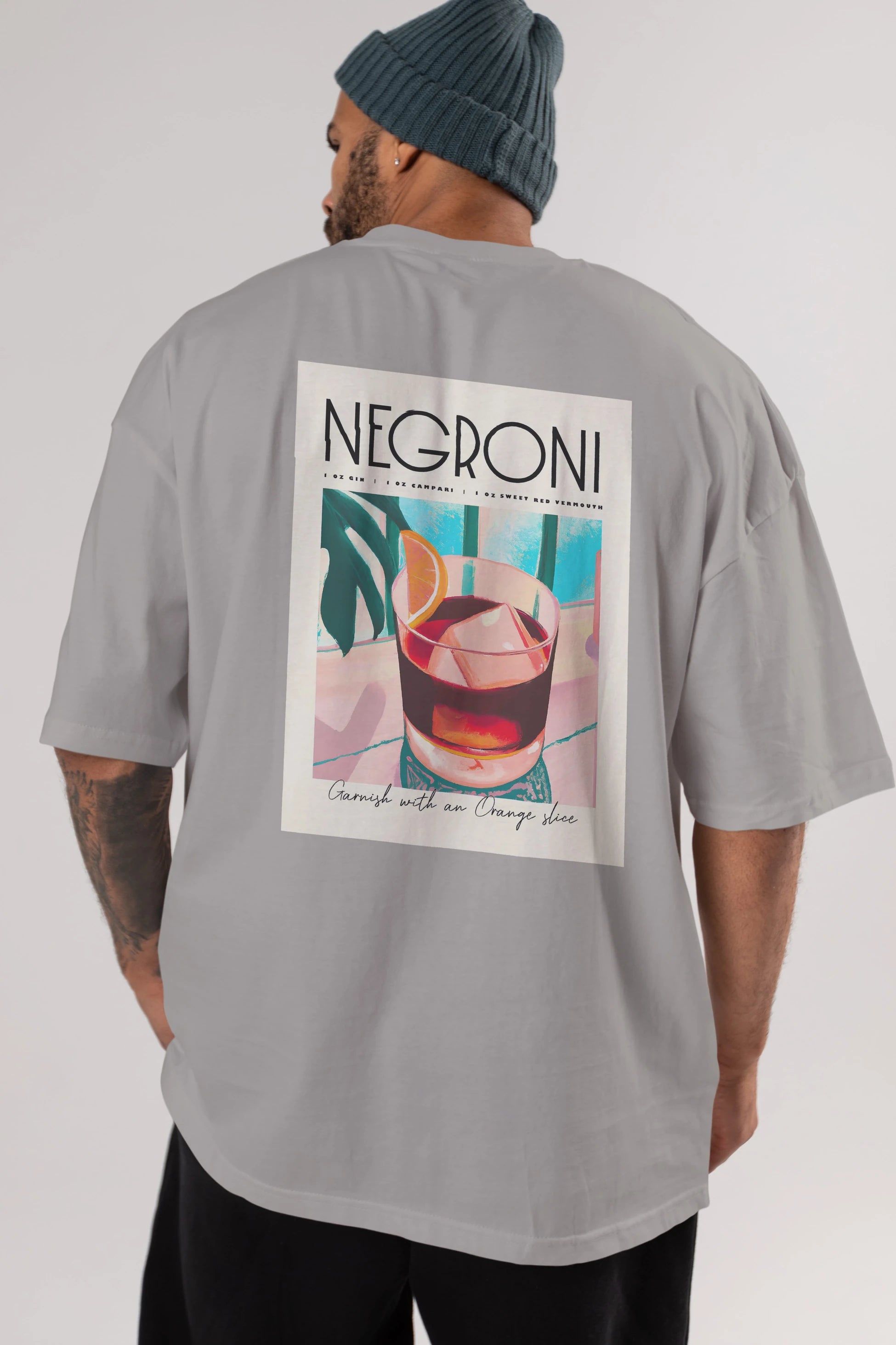 Negroni 4 Arka Baskılı Oversize t-shirt Erkek Kadın Unisex %100 Pamuk Bisiklet Yaka tişort