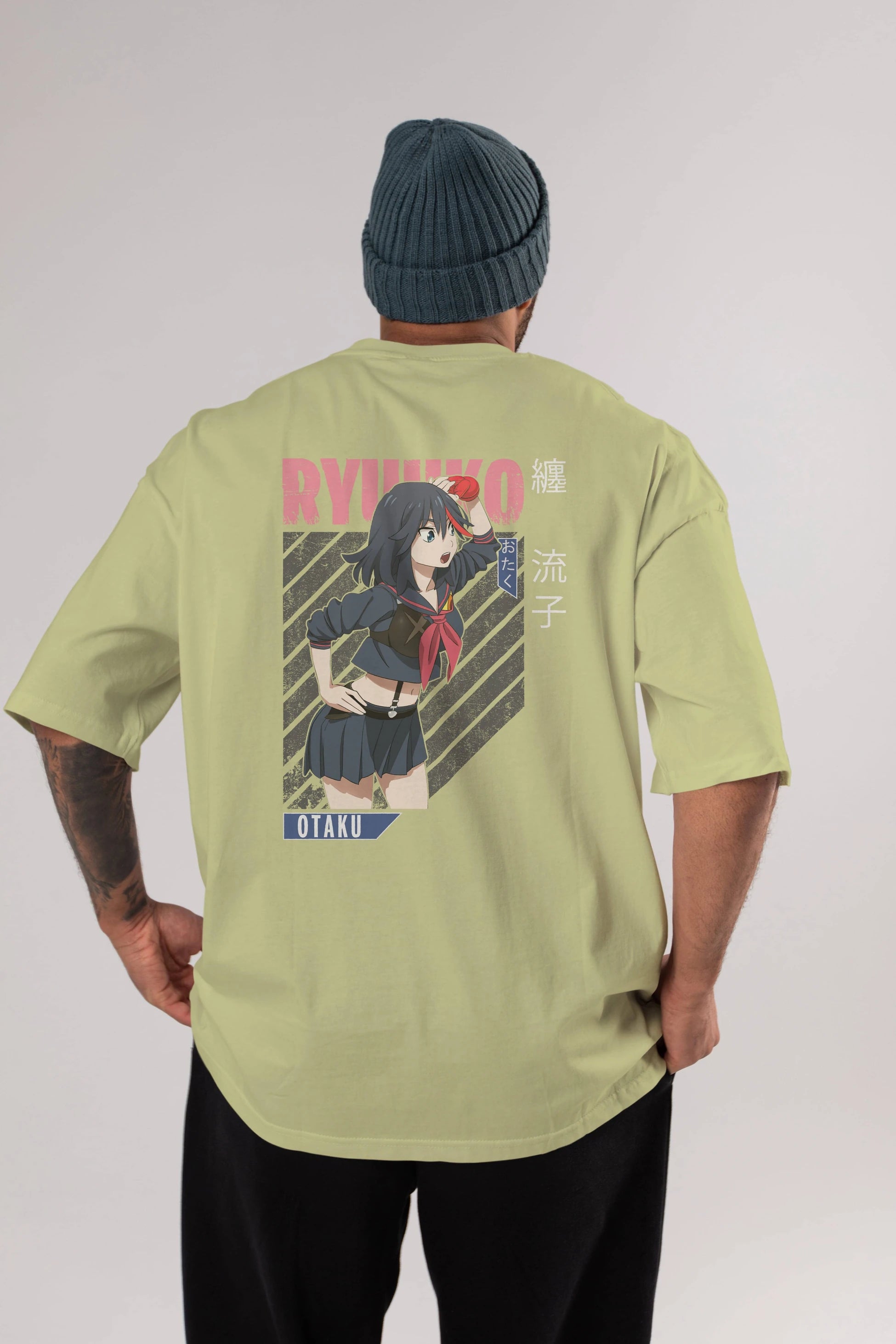 Ryuuko Matoi 6 Anime Arka Baskılı Oversize t-shirt Erkek Kadın Unisex