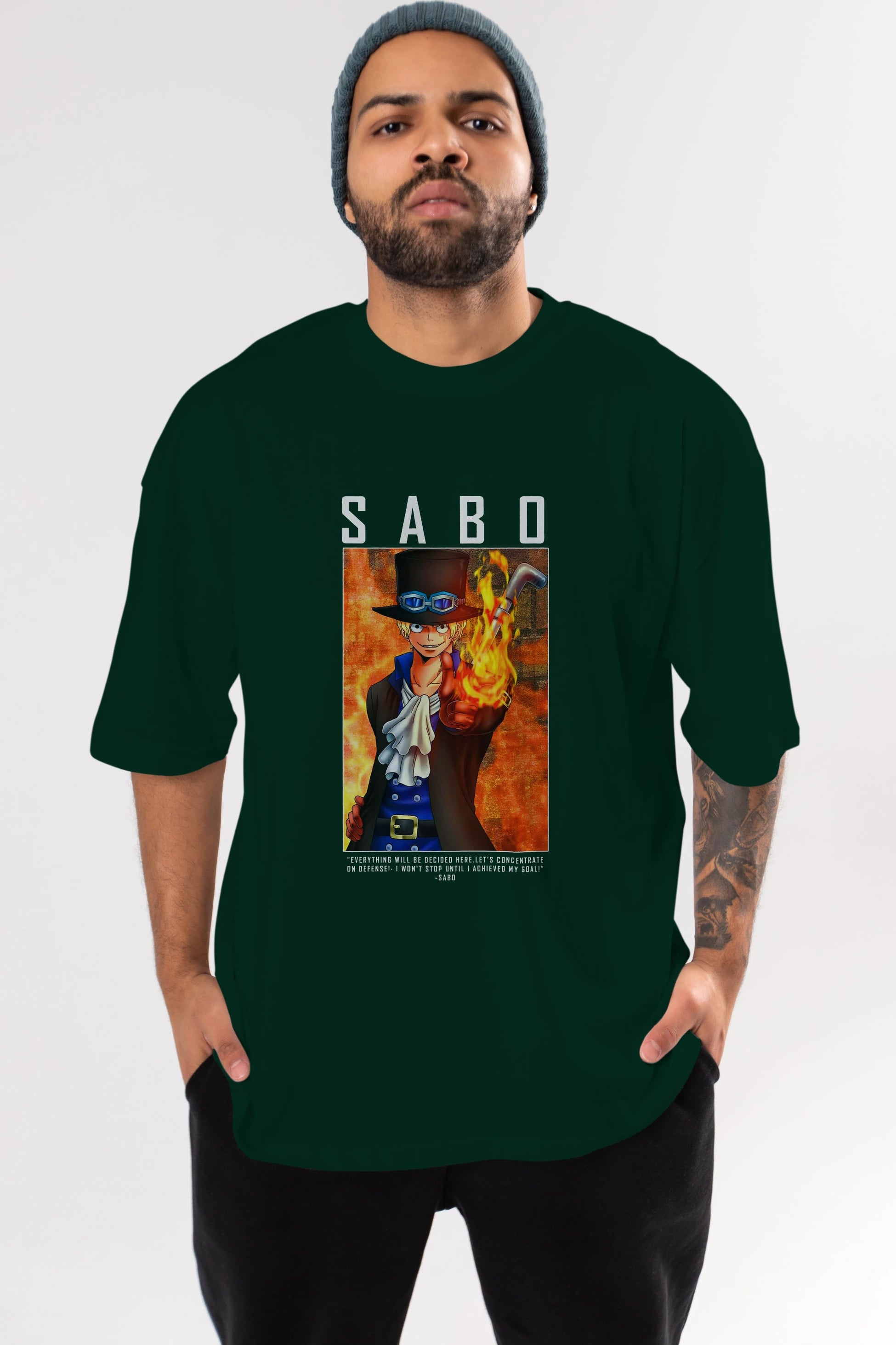 Sabo Anime Ön Baskılı Oversize t-shirt Erkek Kadın Unisex