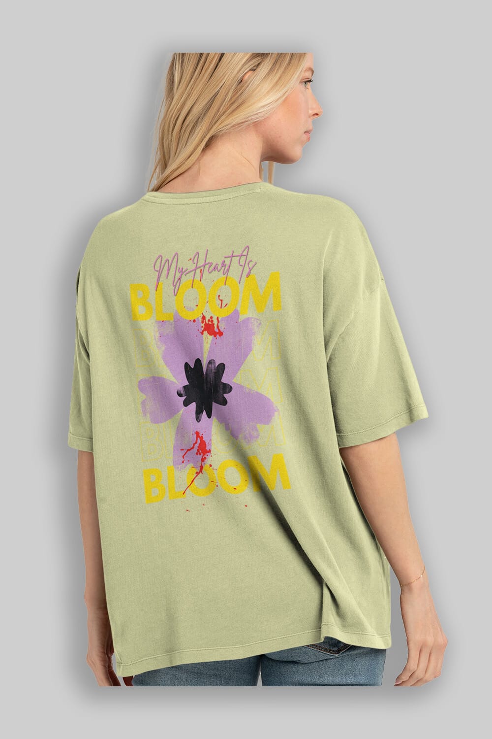 Bloom Yazılı Arka Baskılı Oversize t-shirt Erkek Kadın Unisex