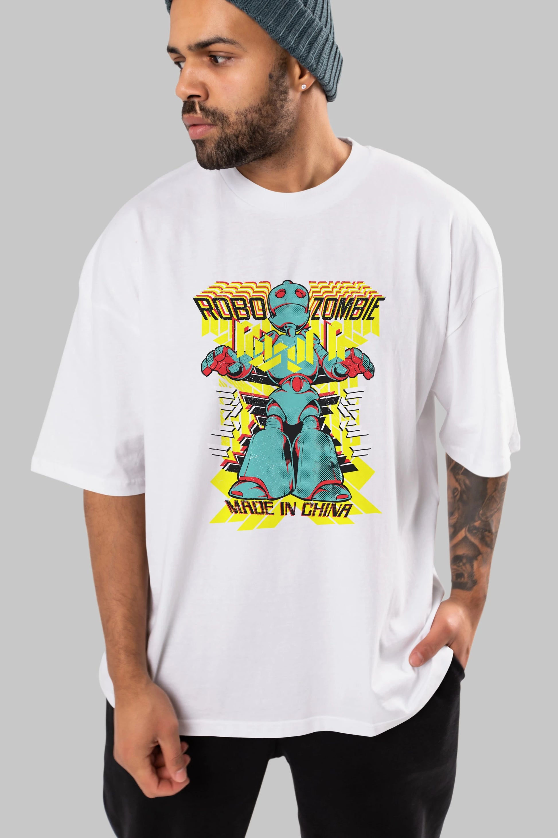 Robo Zombie Ön Baskılı Oversize t-shirt Erkek Kadın Unisex