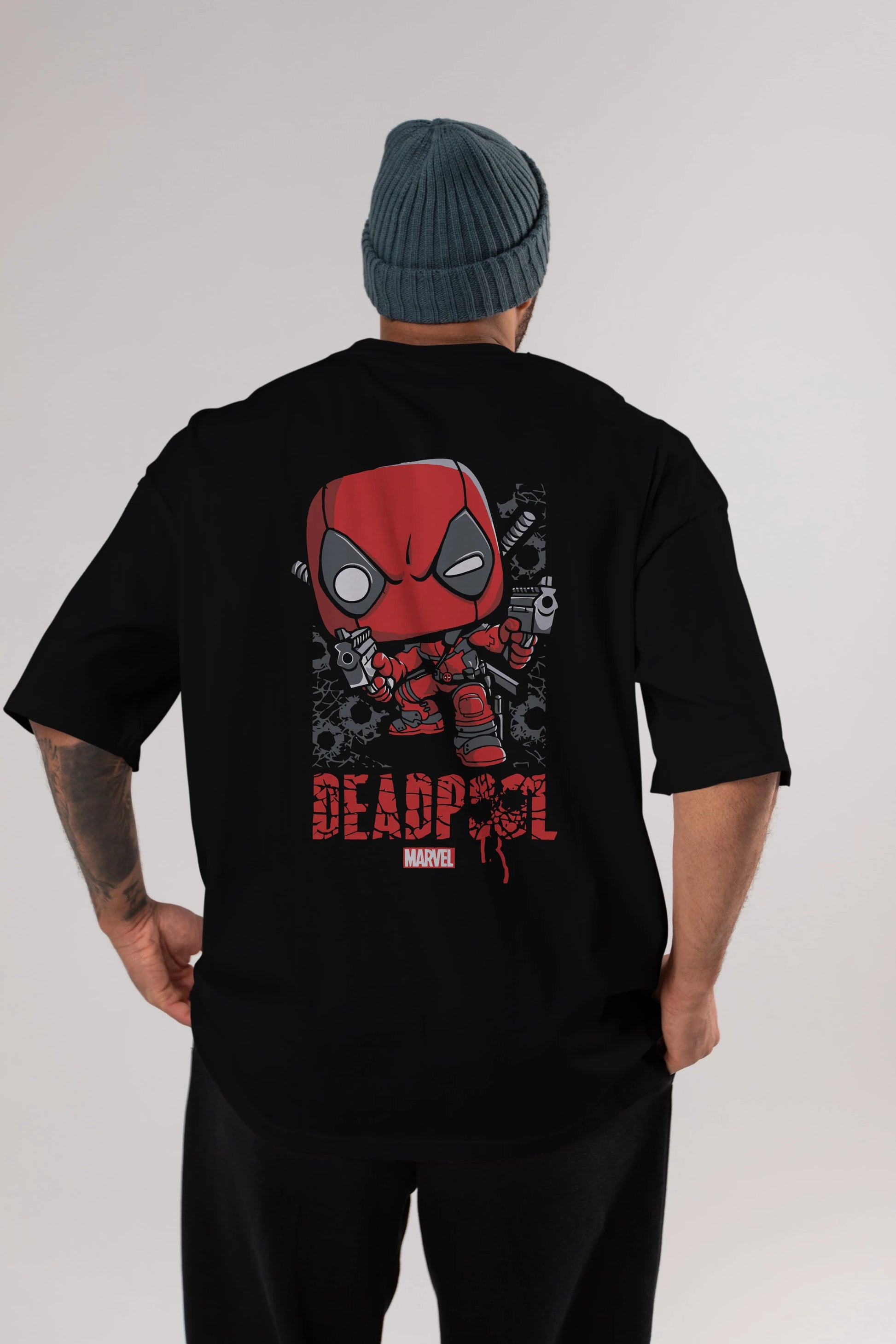 Deadpool (8) Arka Baskılı Oversize t-shirt Erkek Kadın Unisex %100 Pamuk Bisiklet Yaka tişort