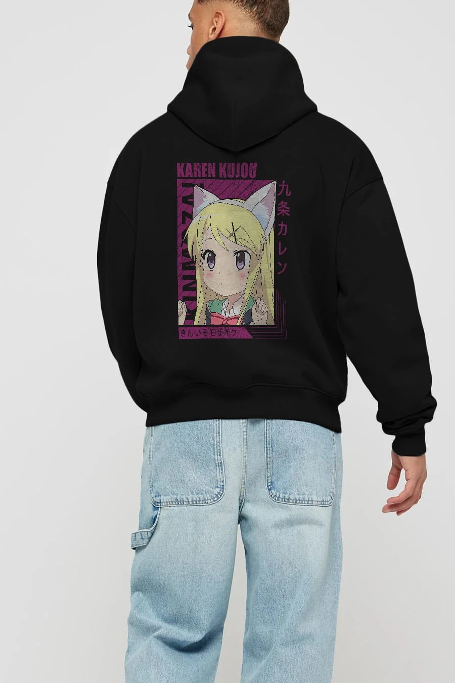 Karen Kujou 4 Anime Arka Baskılı Hoodie Oversize Kapüşonlu Sweatshirt Erkek Kadın Unisex