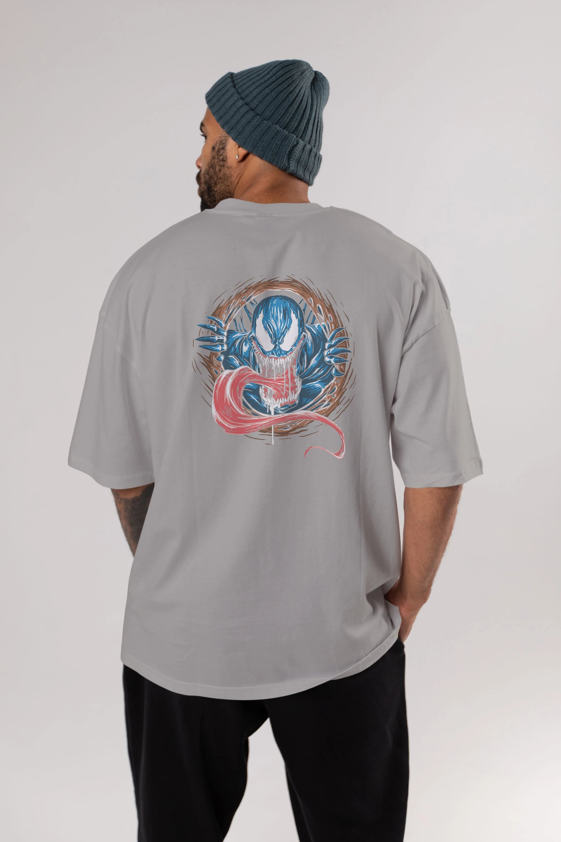 Venom (7) Arka Baskılı Oversize t-shirt Erkek Kadın Unisex %100 Pamuk Bisiklet Yaka tişort