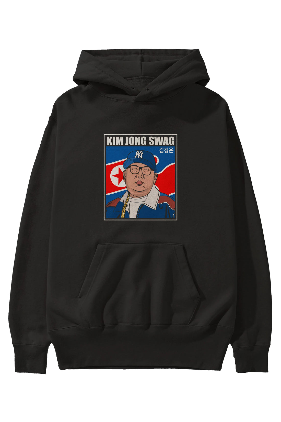 King Jong Swag Ön Baskılı Hoodie Oversize Kapüşonlu Sweatshirt Erkek Kadın Unisex