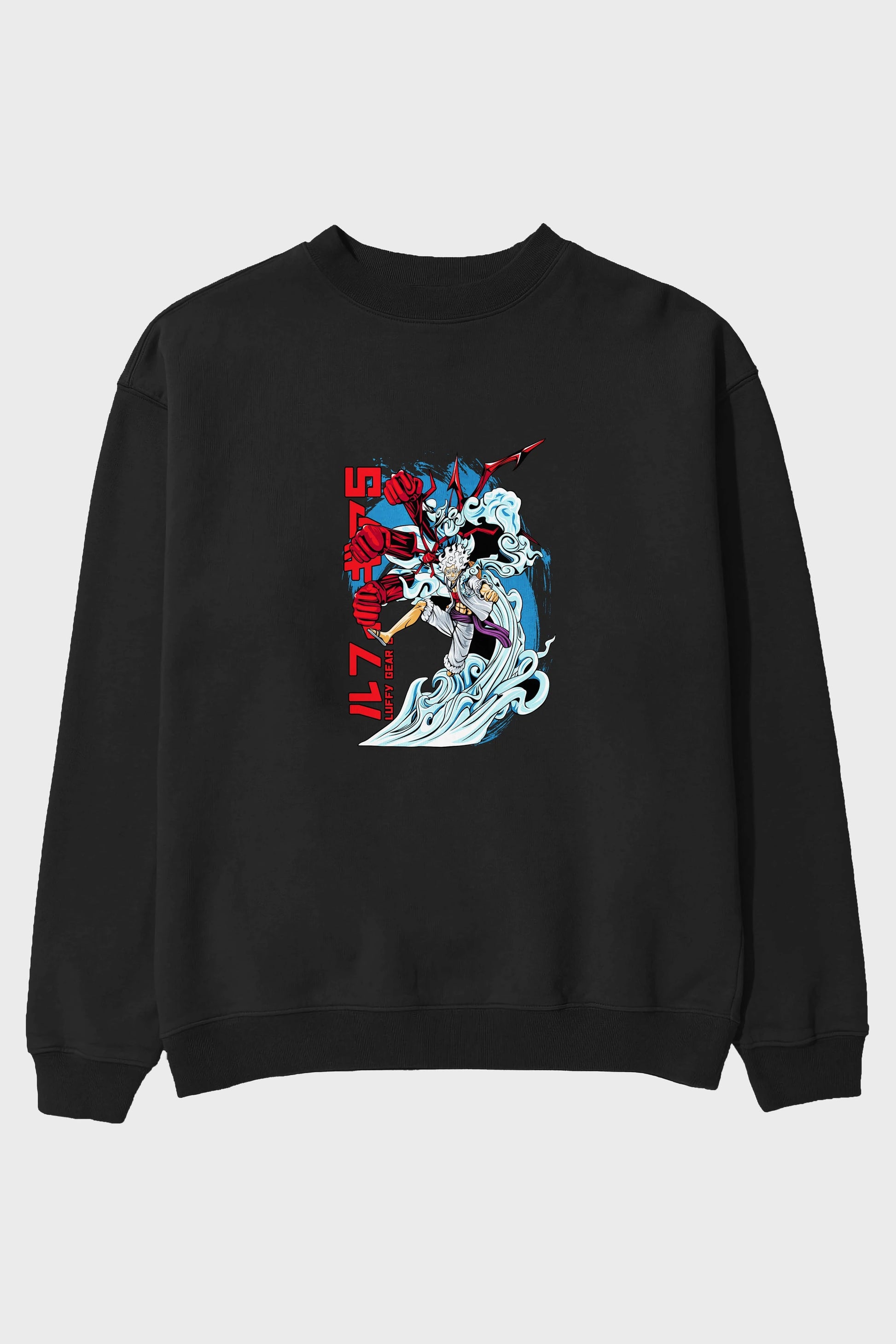 MONKEY D. LUFFY GEAR5 2 Anime Ön Baskılı Oversize Sweatshirt Erkek Kadın Unisex