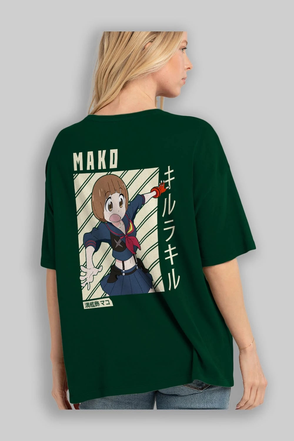 Mako Mankanshoku 1 Anime Arka Baskılı Oversize t-shirt Erkek Kadın Unisex