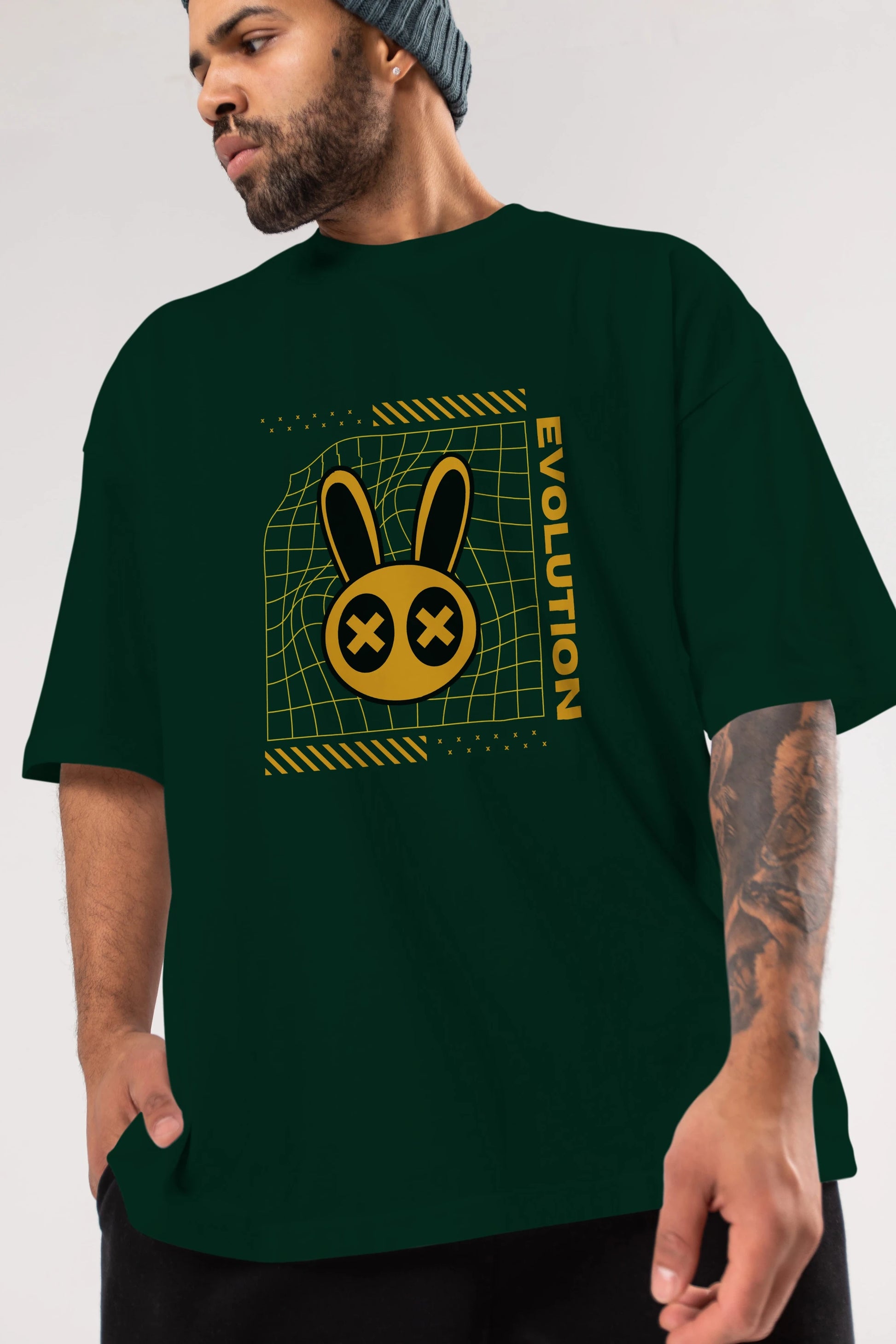 Evolution Yazılı Ön Baskılı Oversize t-shirt Erkek Kadın Unisex