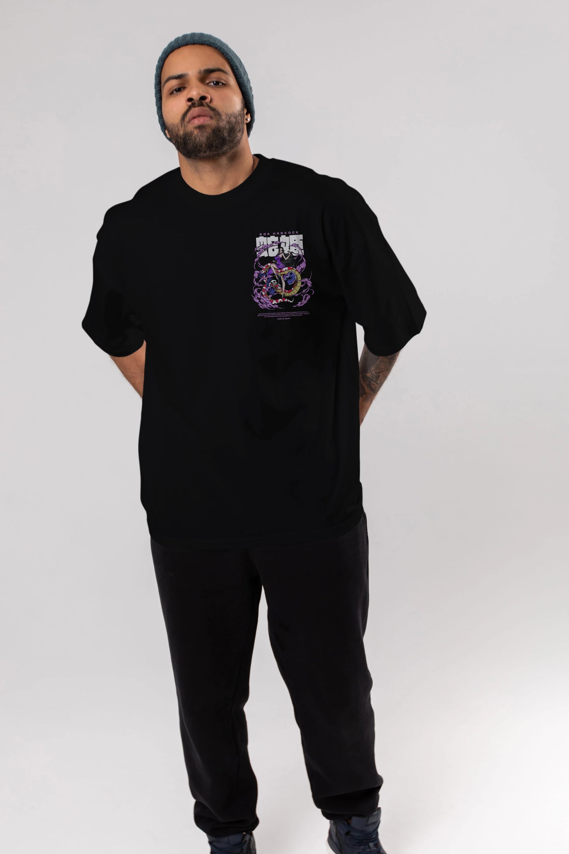 Boa Hancock Ön Sol Baskılı Oversize t-shirt Erkek Kadın Unisex %100 Pamuk Bisiklet Yaka tişort