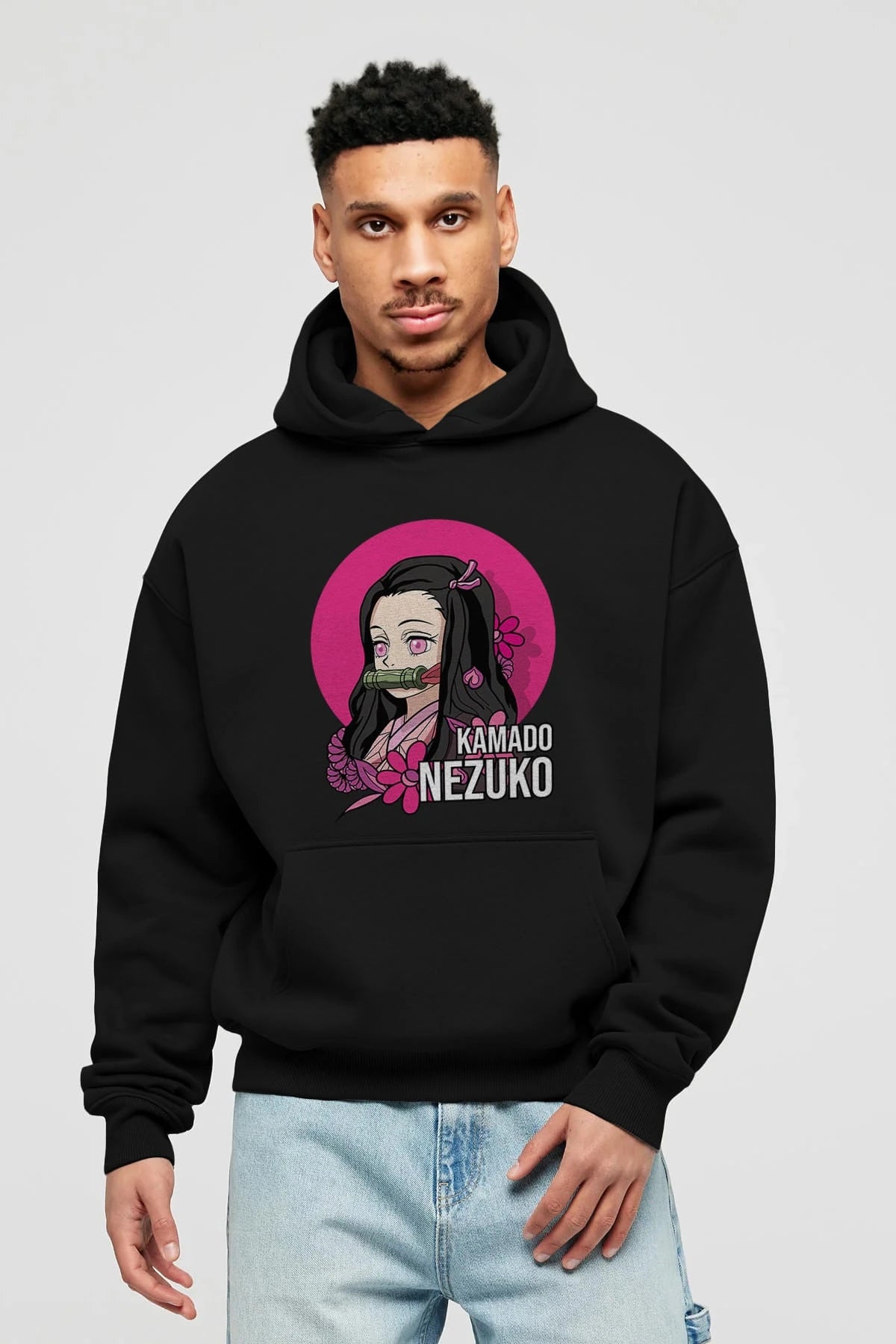 Nezuko Kamado 2 Anime Ön Baskılı Hoodie Oversize Kapüşonlu Sweatshirt Erkek Kadın Unisex