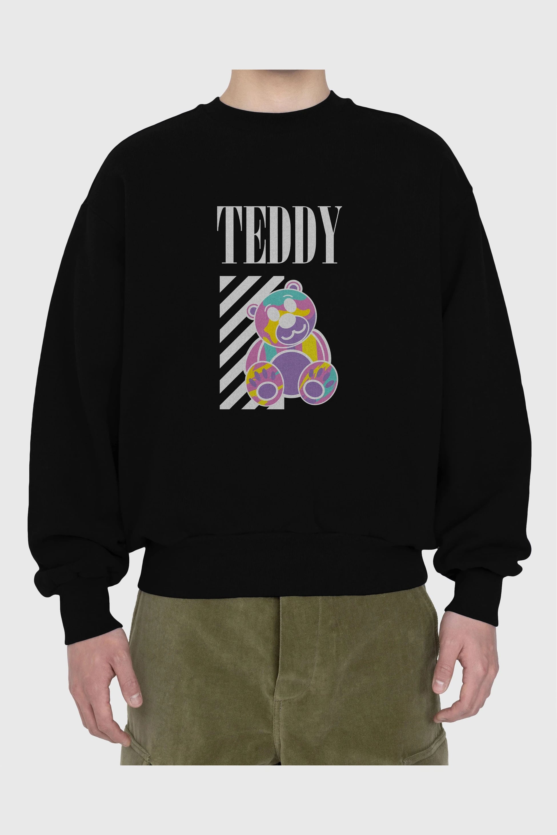 Teddy Bear 2 Ön Baskılı Oversize Sweatshirt Erkek Kadın Unisex