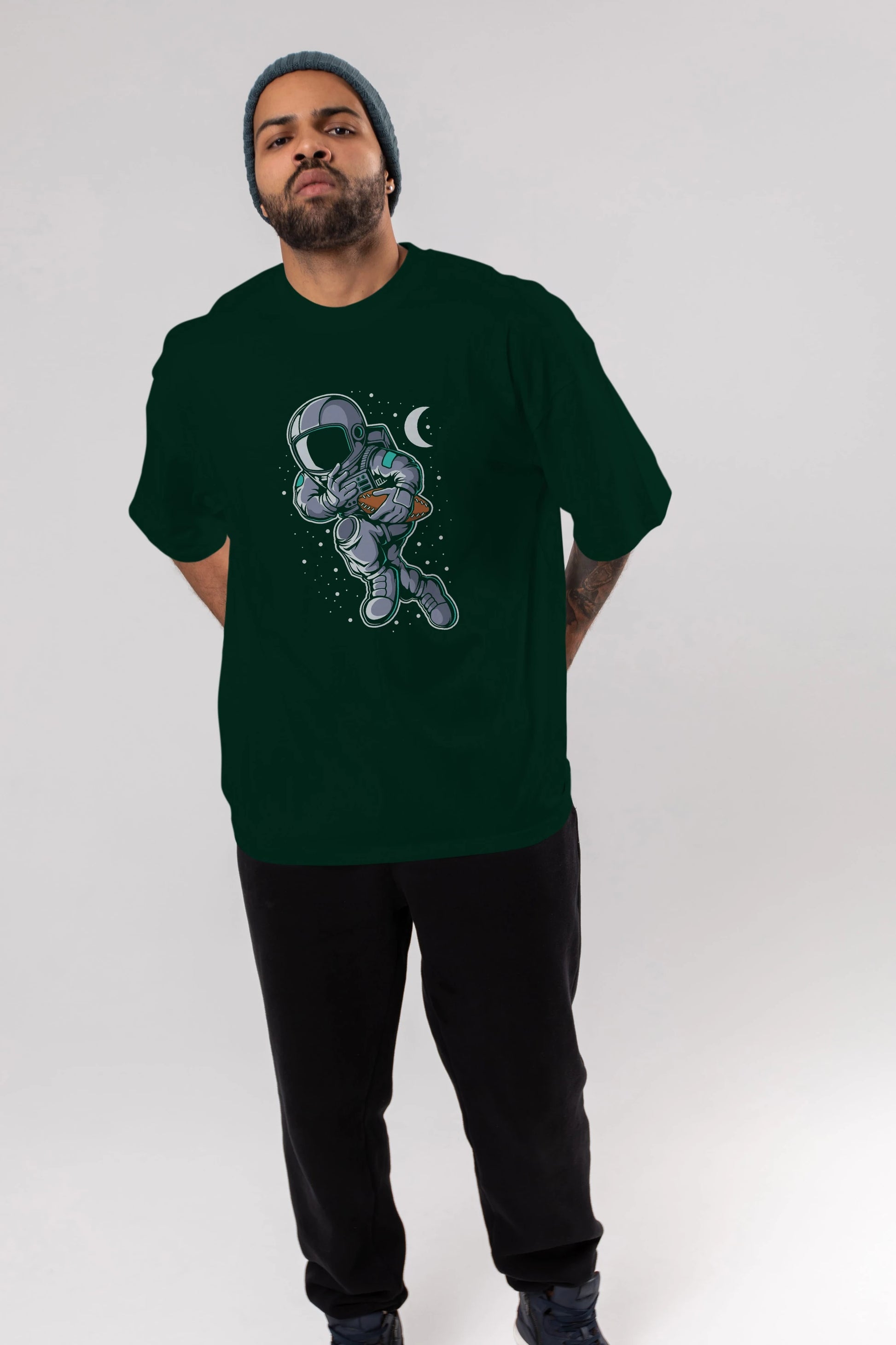 Astronaut Rugby Ön Baskılı Oversize t-shirt Erkek Kadın Unisex